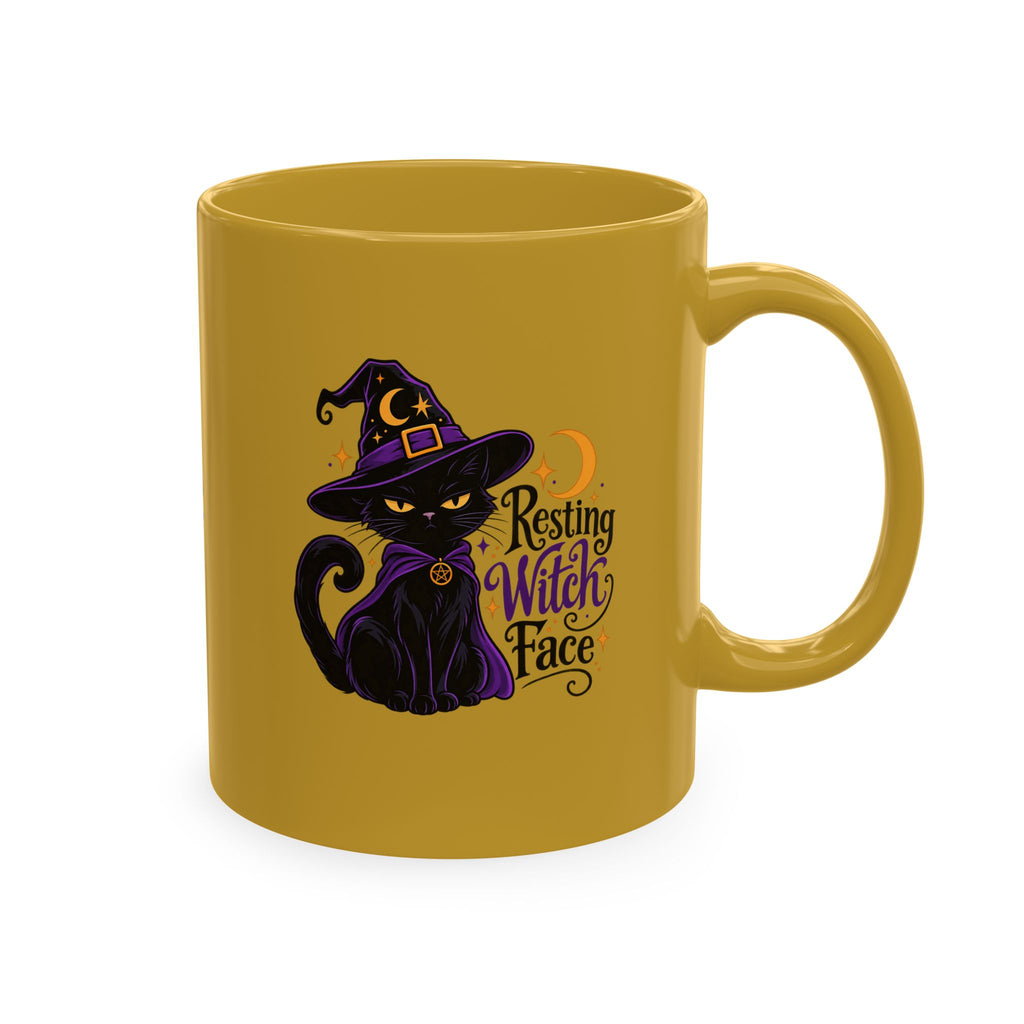 Resting Witch Face Cat Mug | 11 oz Halloween Coffee Mug