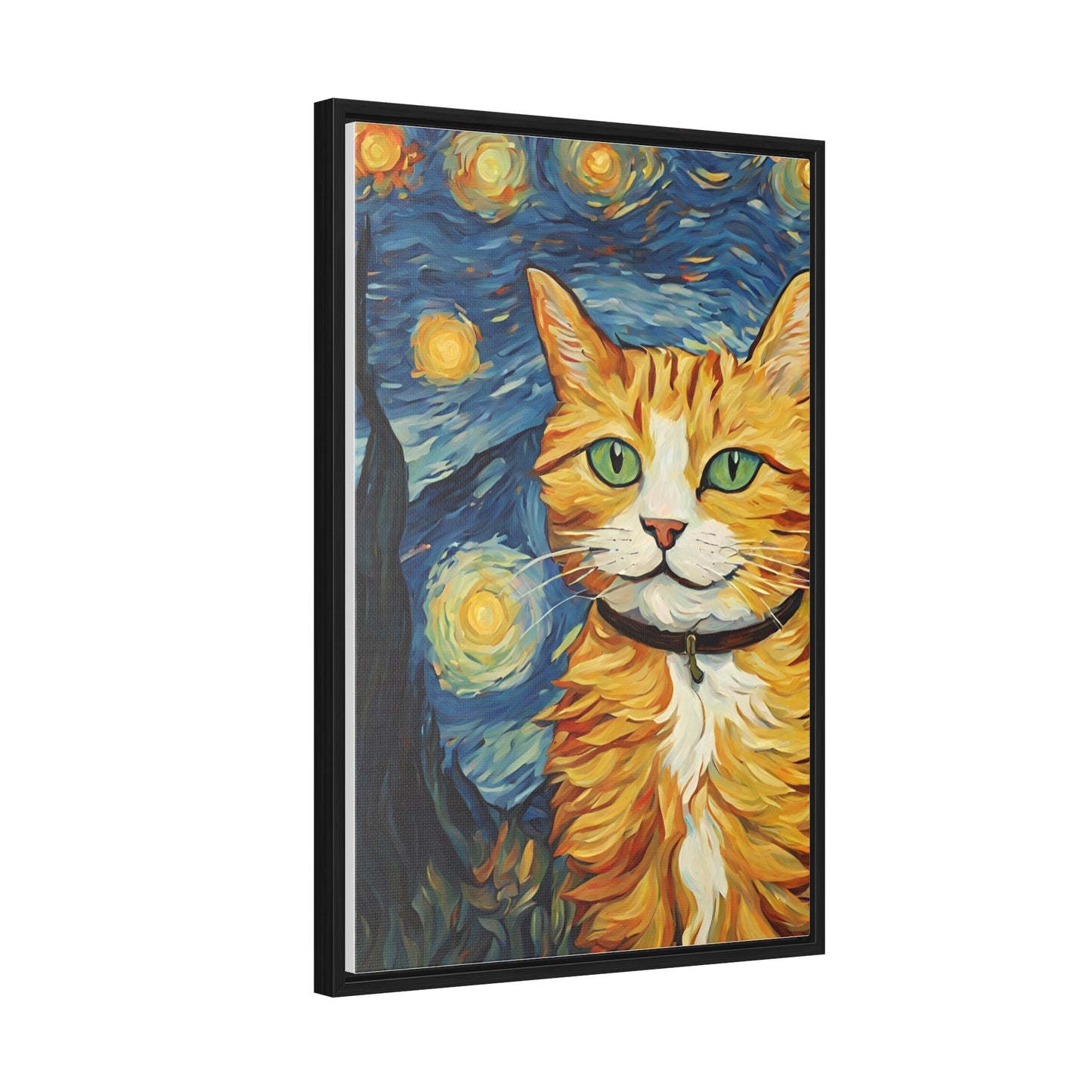 Van Gogh Style Cat Gallery Canvas Wraps, Vertical Frame