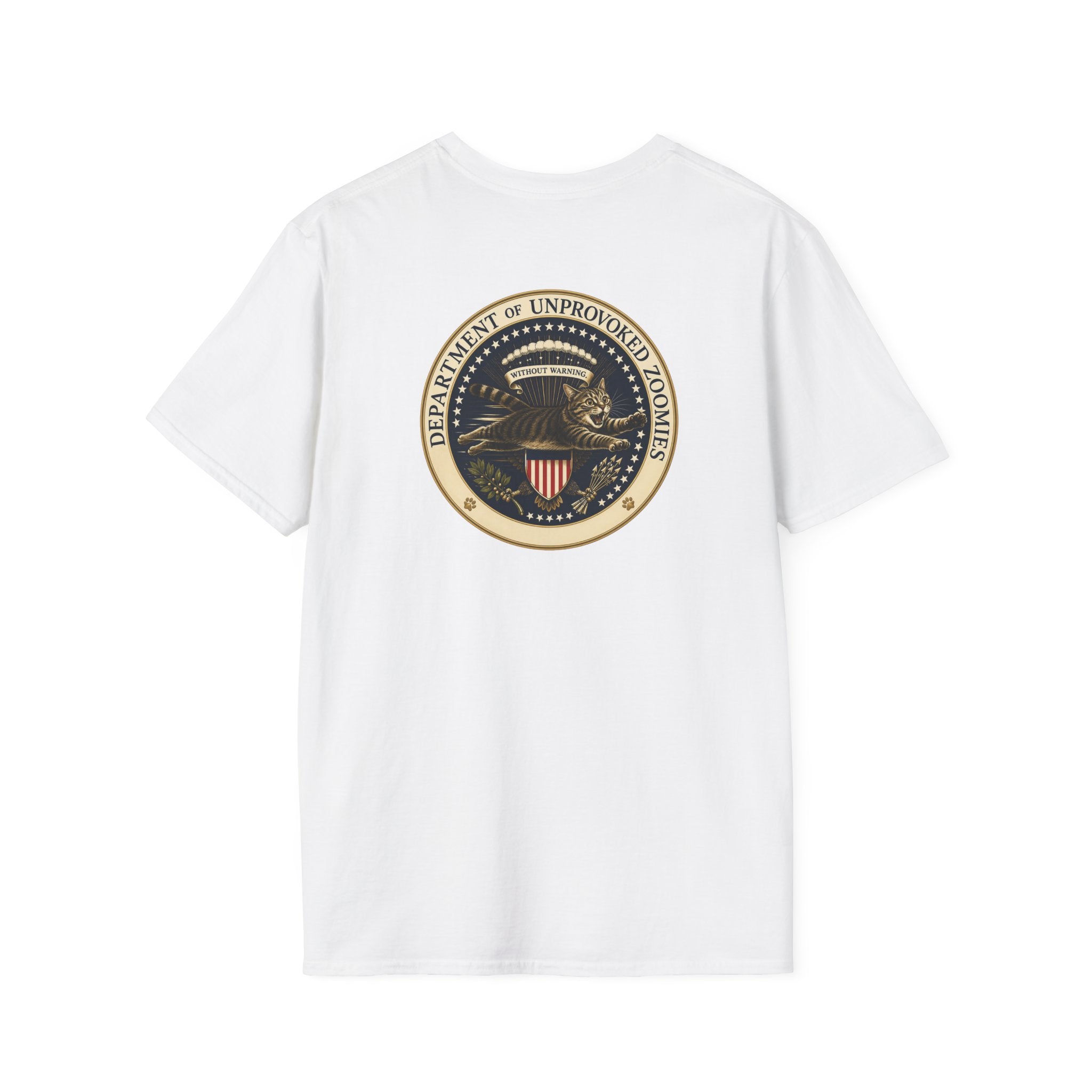 Department of Unprovoked Zoomies Cat T-Shirt | Faux Government Seal Tee