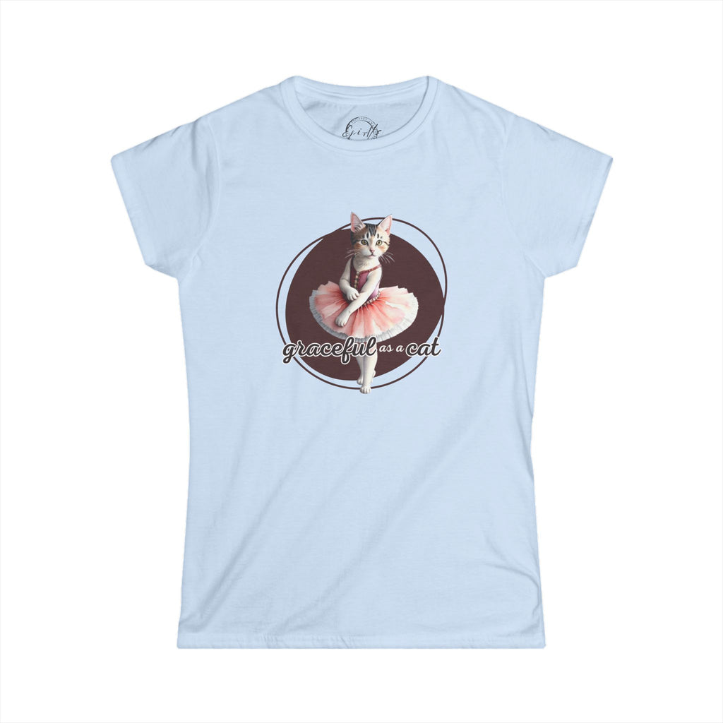 Graceful Cat Women's Tee - Cute Feline Ballerina Graphic Shirt