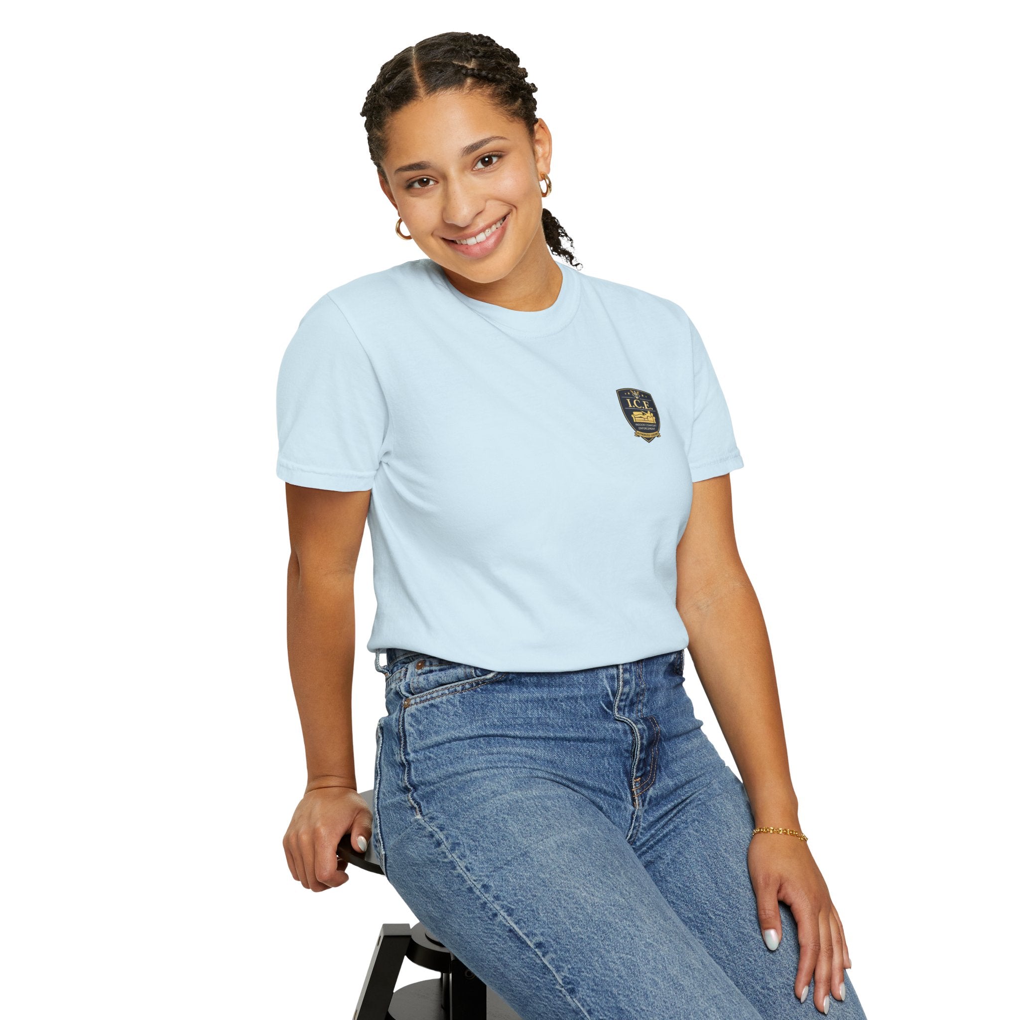 I.C.E. Badge T-Shirt | Institute of Cozy Excellence Parody Tee