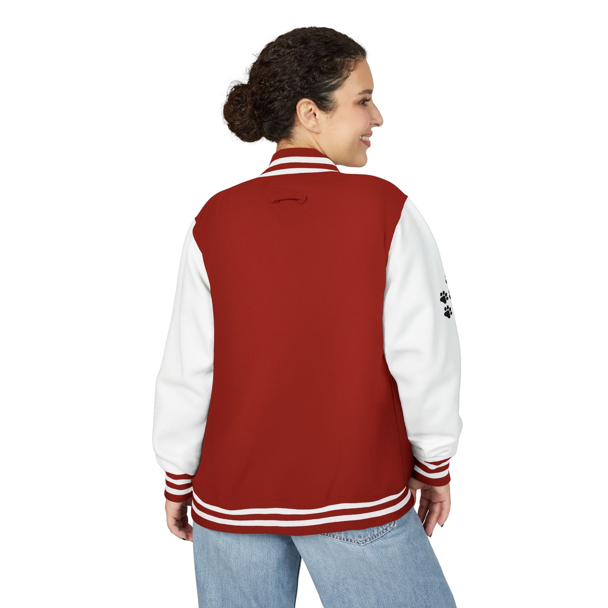 Cat Lady Hanging in There Colorful Letterman Jacket