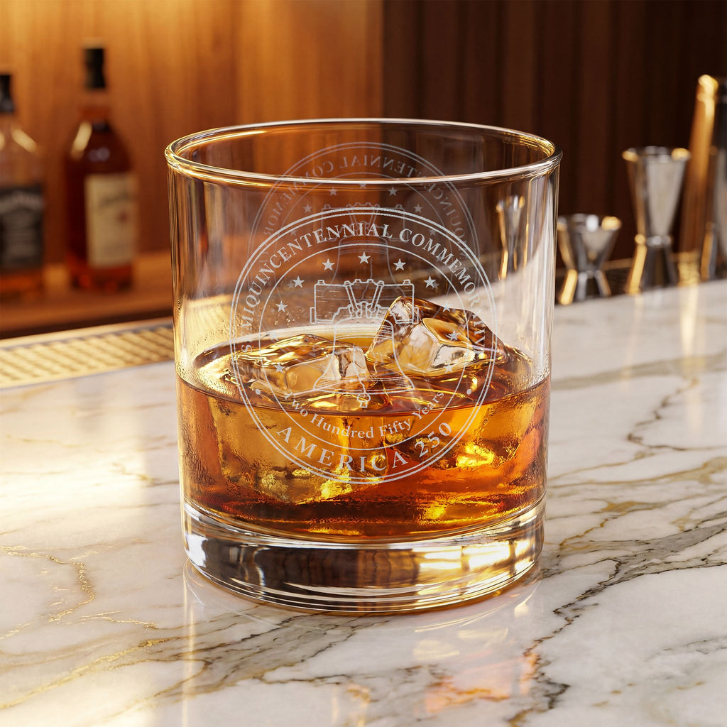 America 250 Liberty Bell Engraved Whiskey Glass