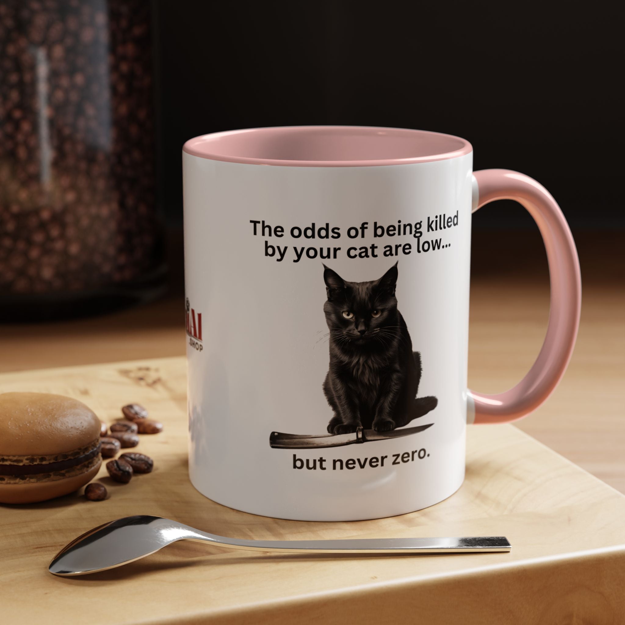 Photo depicting the ​Killer Cat Odds Accent Coffee Mug (11, 15oz) from EpiAl's Shop.