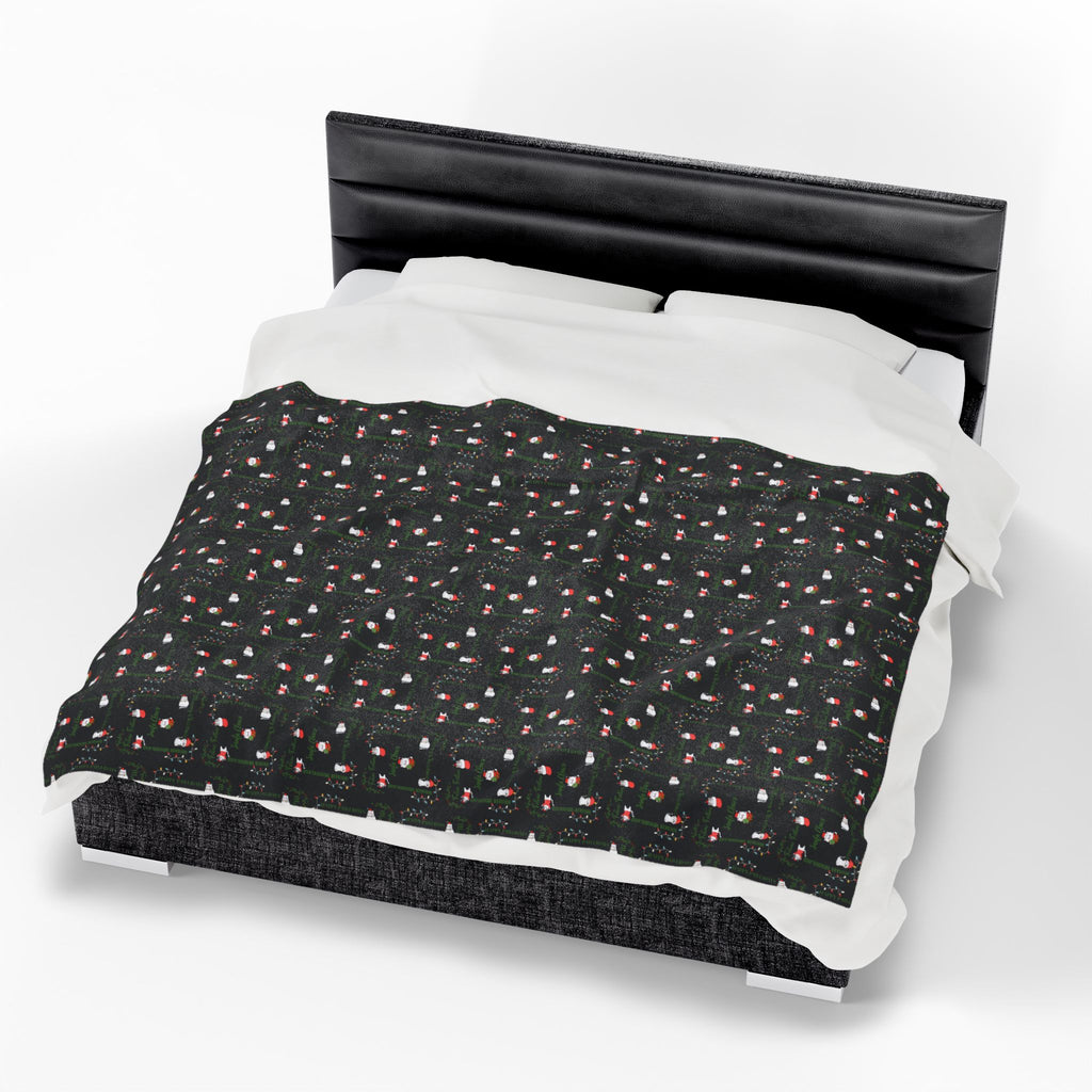 Cozy Christmas Cats Velveteen Plush Blanket