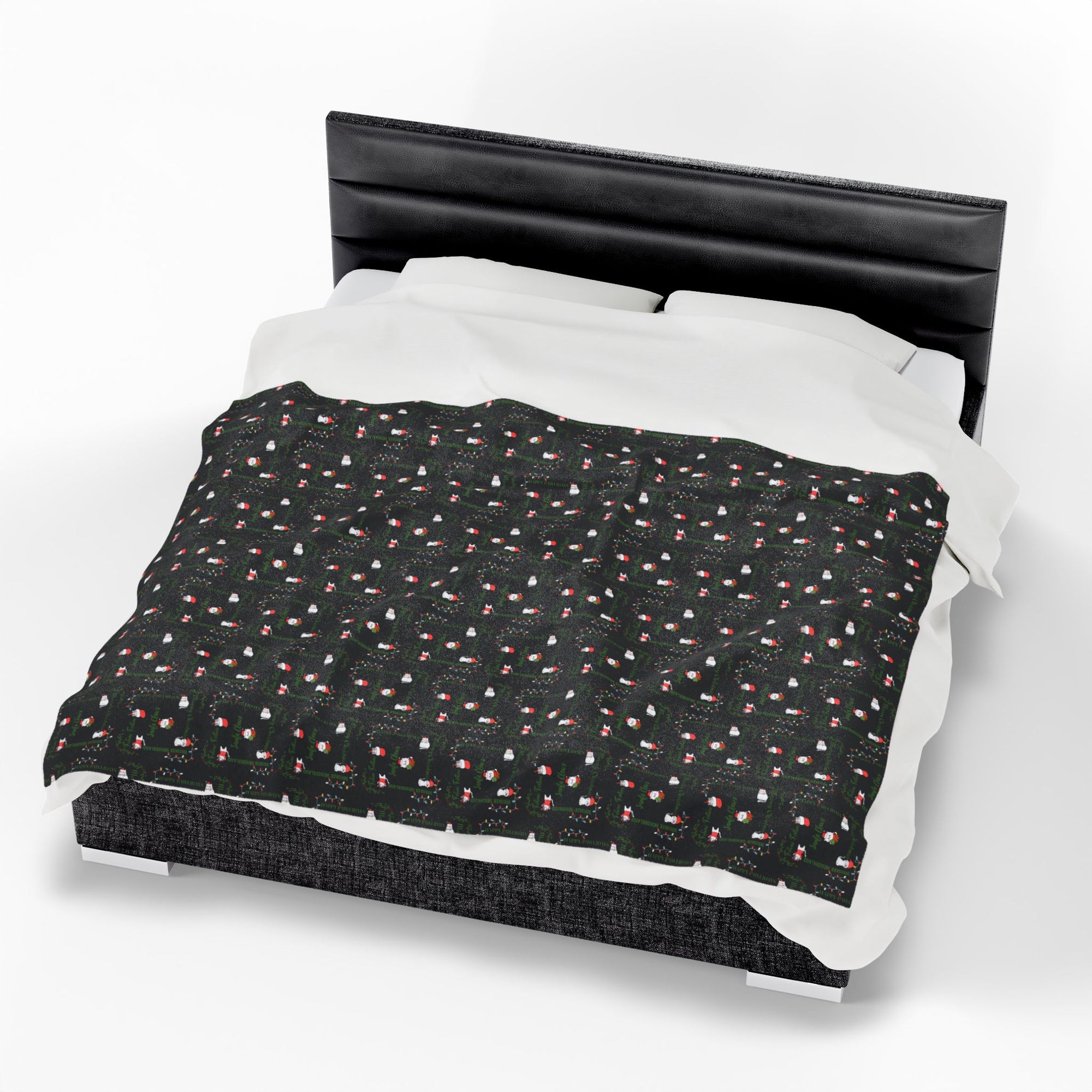 Cozy Christmas Cats Velveteen Plush Blanket