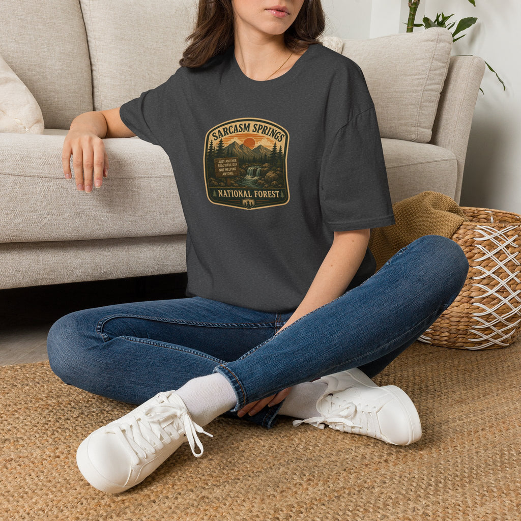 Sarcasm Springs National Forest Unisex T-Shirt | Funny Retro Outdoors Graphic Tee