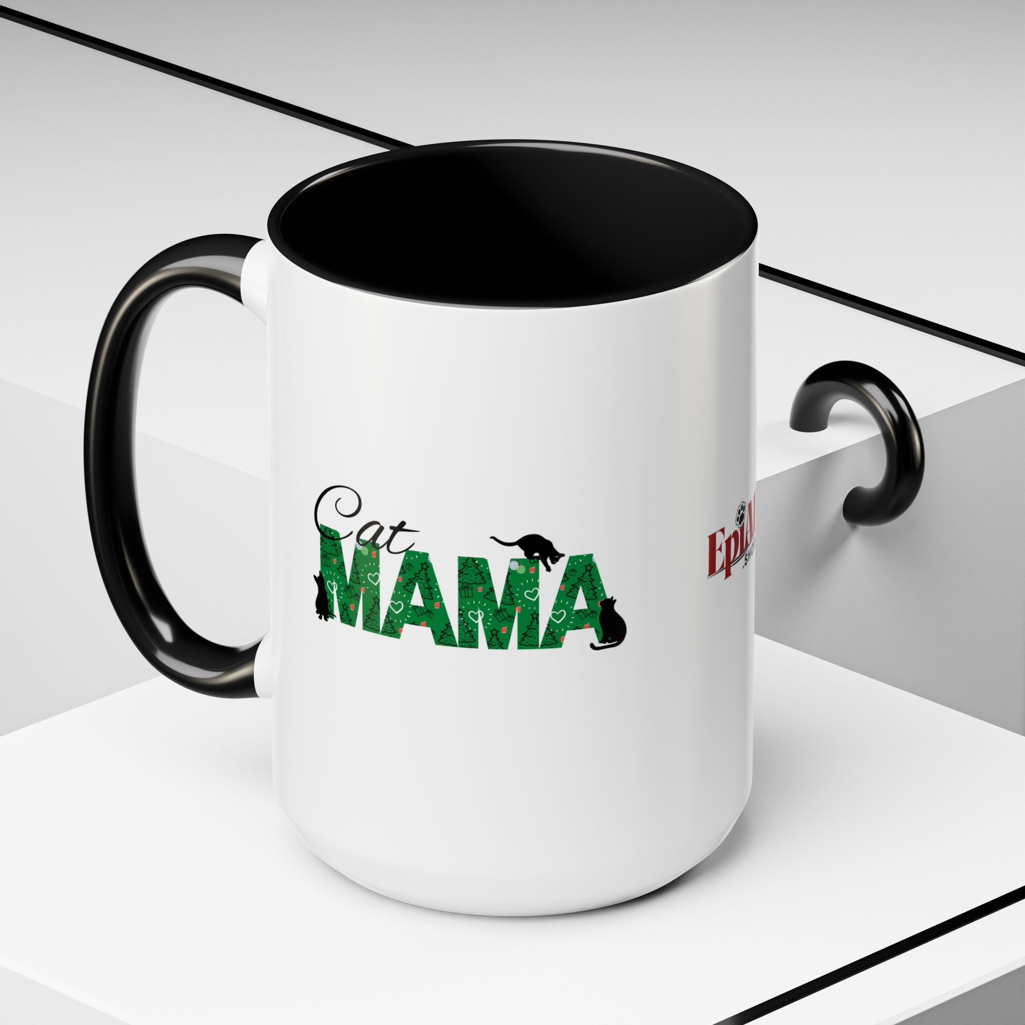 Photo depicting the ​Christmas Cat Mama Accent Coffee Mug (11, 15oz) from EpiAl's Shop.