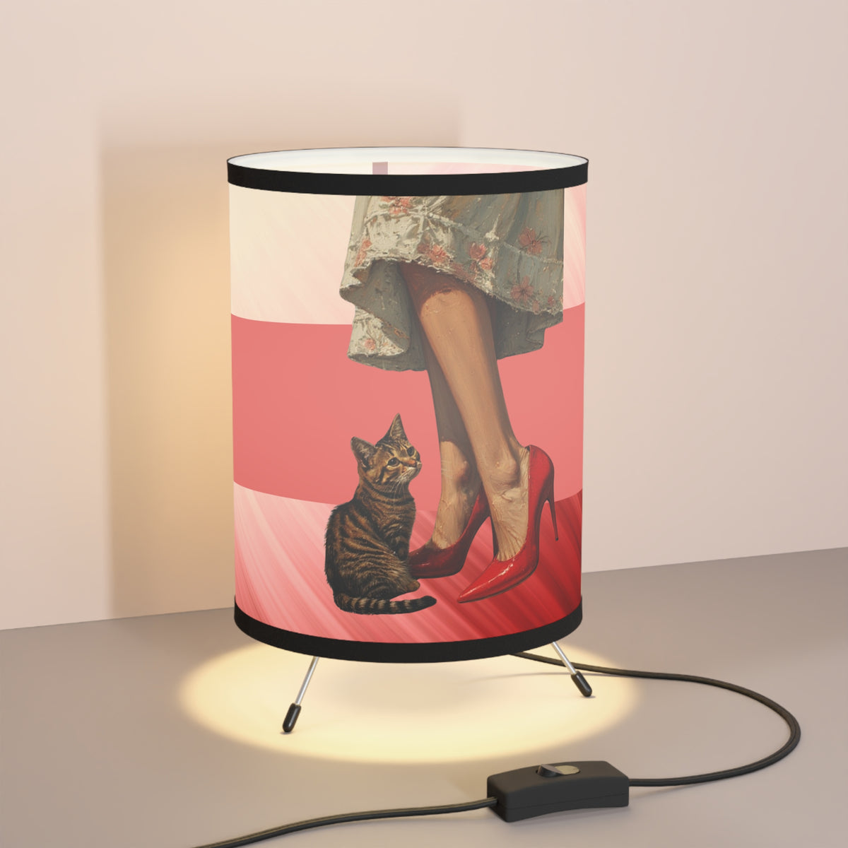 High Heeled Cat Lady Tripod Lamp, Unique Gift for Cat Ladies
