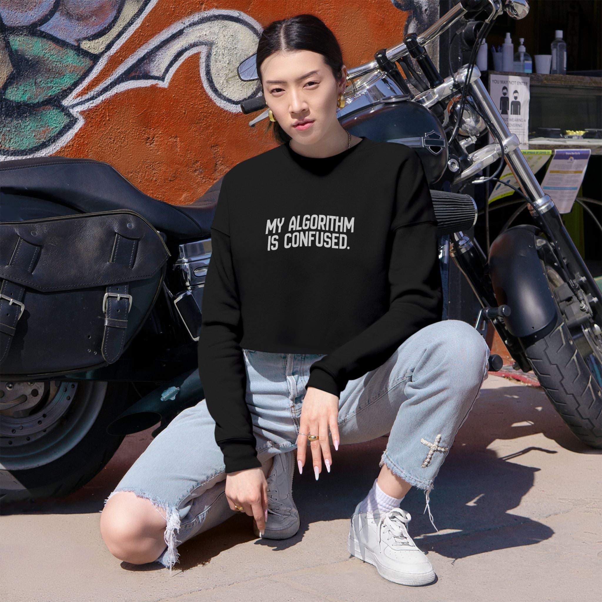 My Algorithm Is Confused Cropped Fleece Sweatshirt