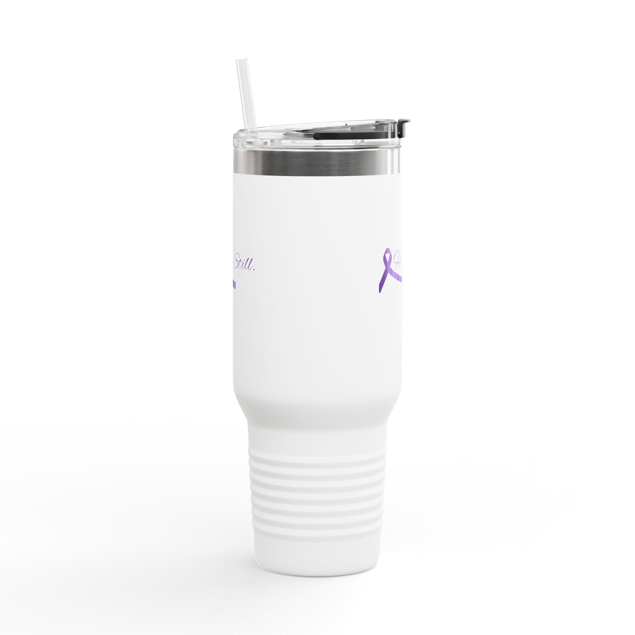 “Here. Still.” 40oz Insulated Travel Mug — Epilepsy Awareness Stainless Steel Tumbler