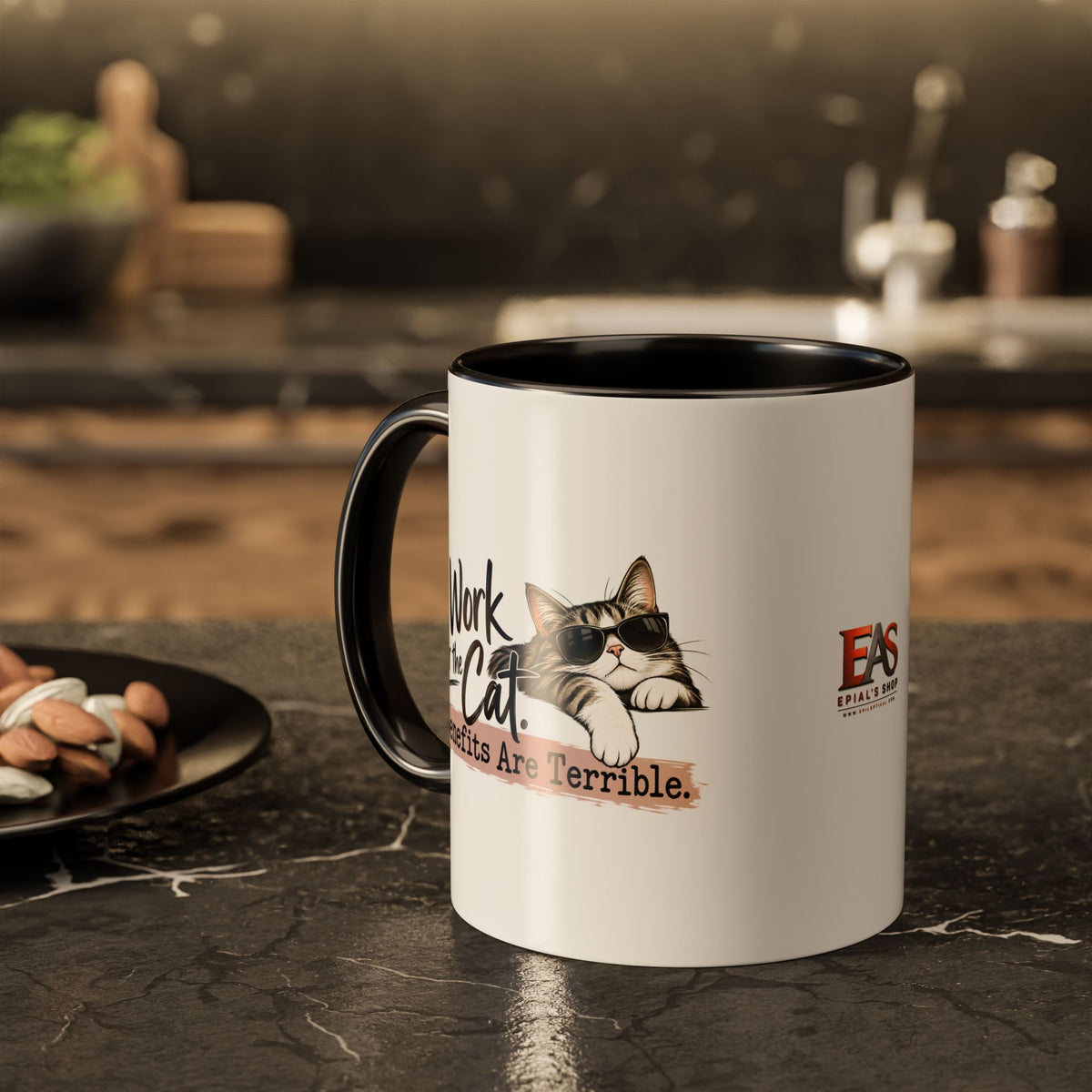 I Work for the Cat Coffee Mug | Funny Cat Lover Ceramic Mug (11oz/15oz)
