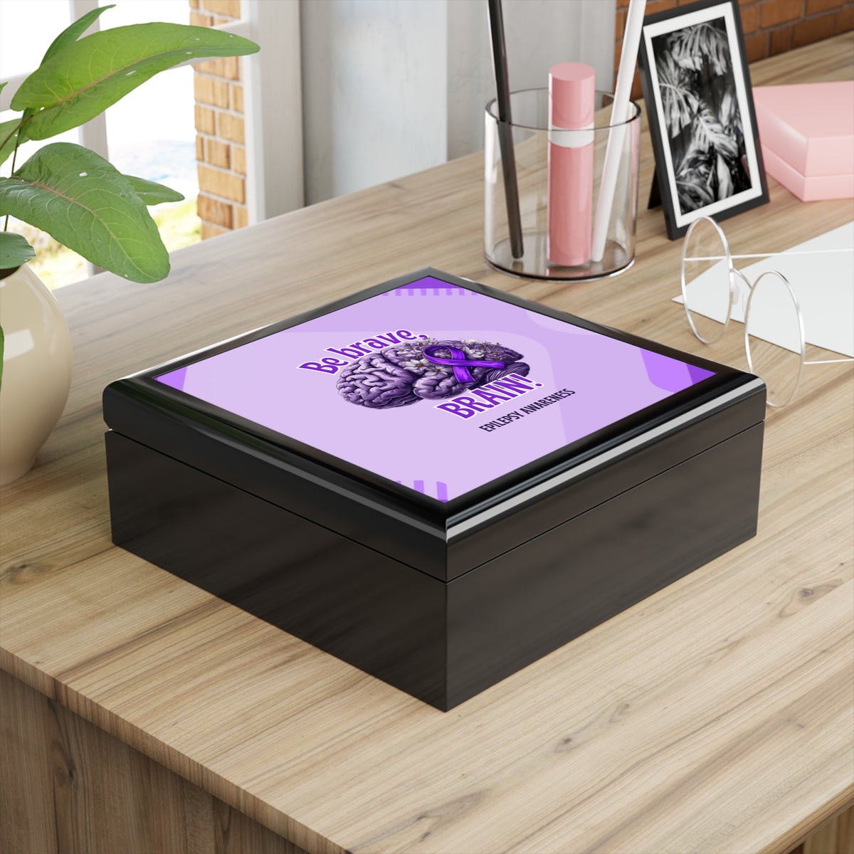 Epilepsy Awareness Jewelry Box, Brain Art Keepsake Box