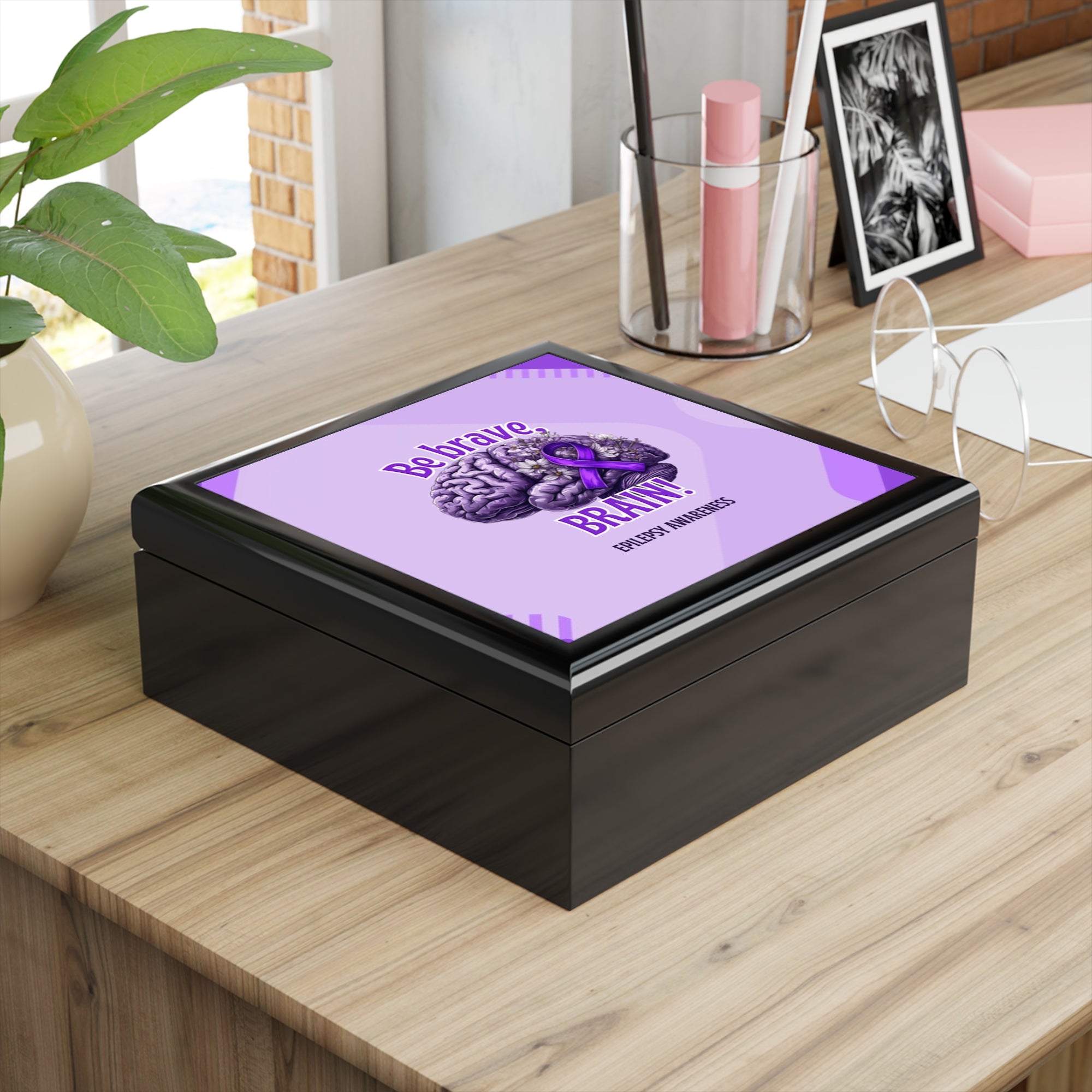 Epilepsy Awareness Jewelry Box, Brain Art Keepsake Box