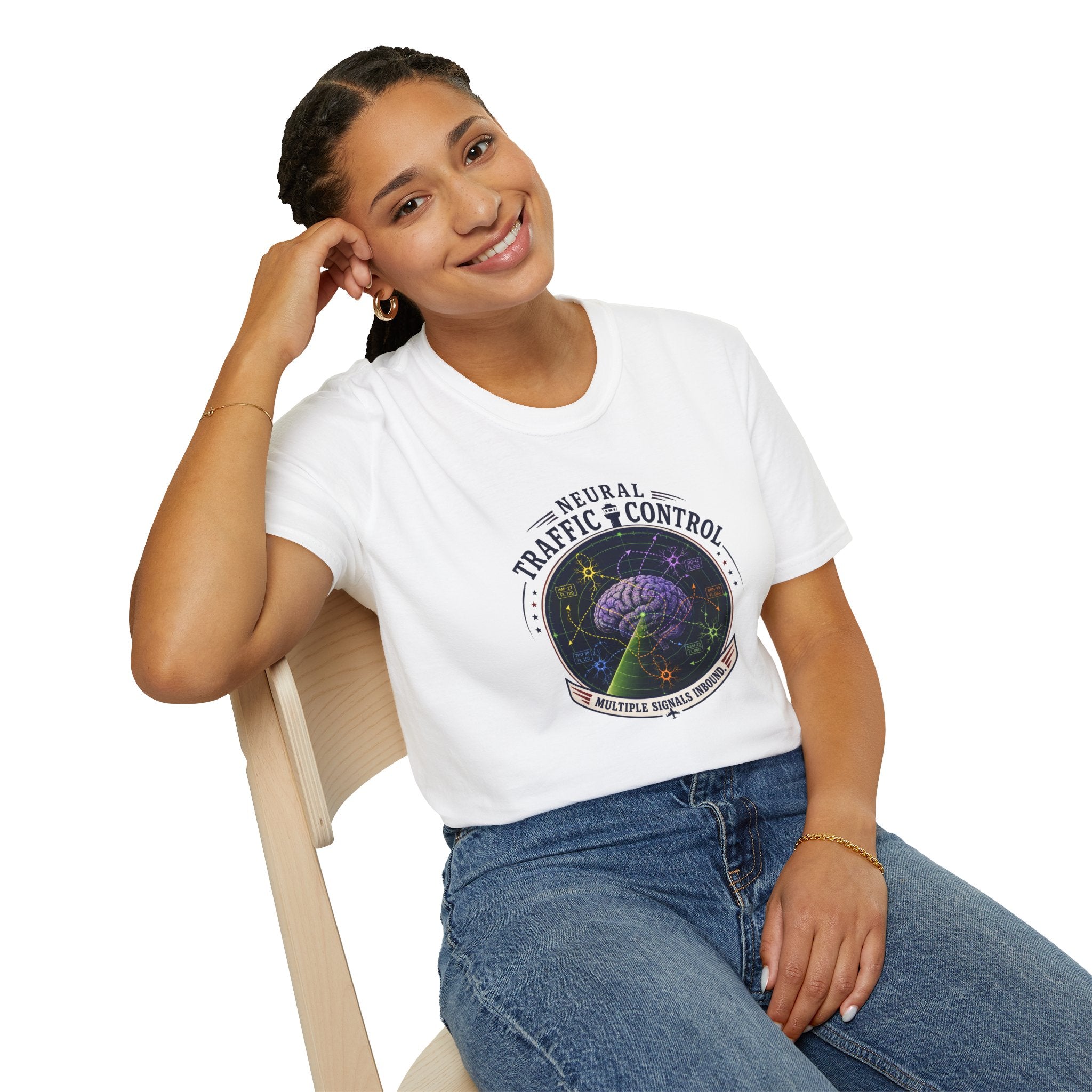 Neural Traffic Control T-Shirt | Brain Radar Graphic Tee