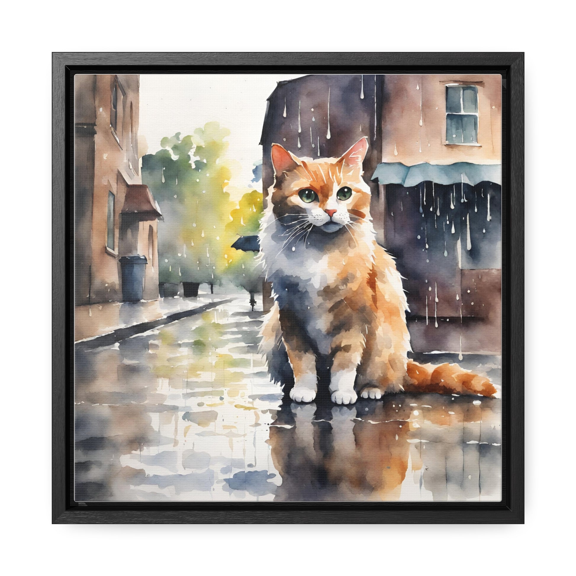 Watercolor Cat Gallery Canvas Wraps, Square Frame - Canvas - Epileptic Al’s Shop
