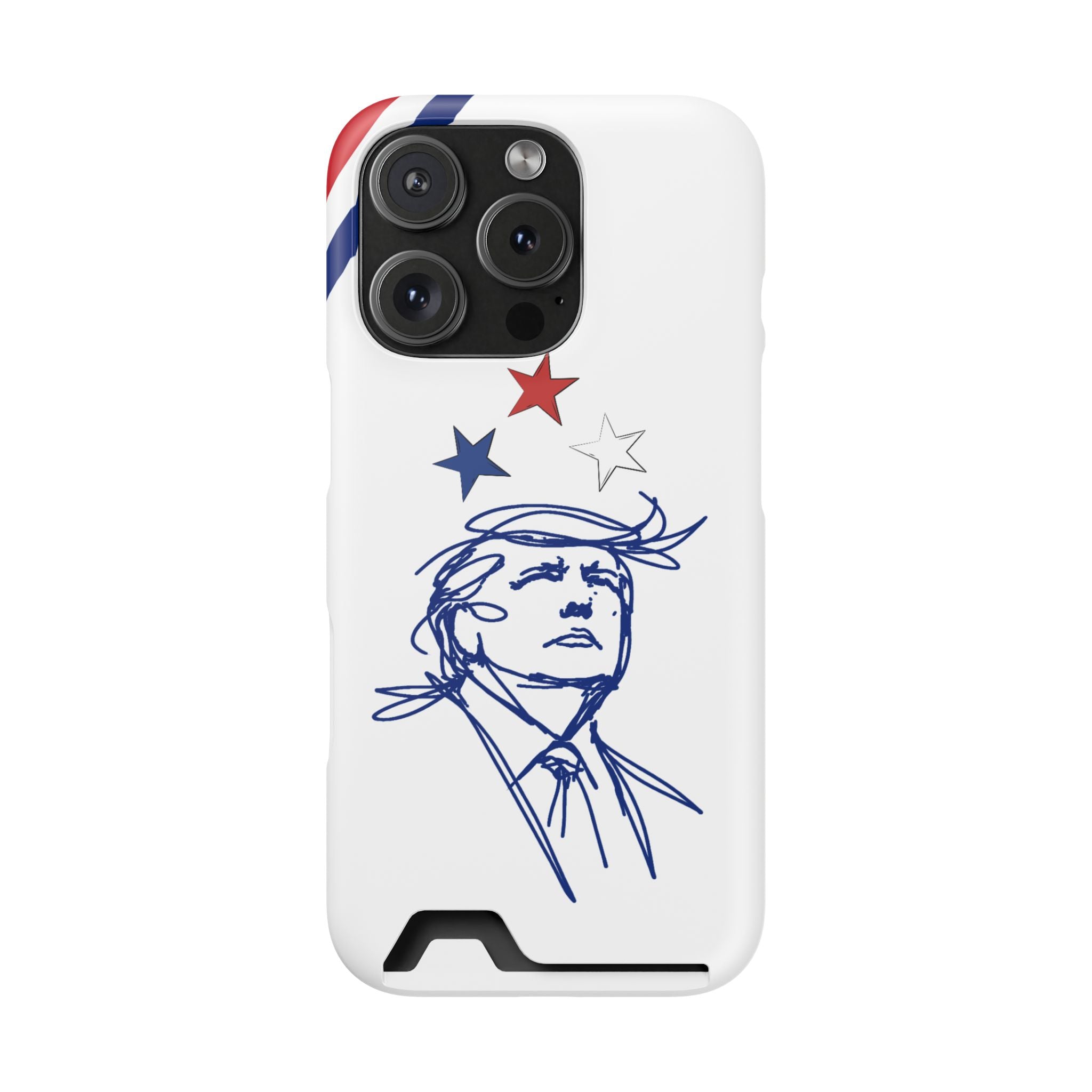 Swoop Guy iPhone Case – Minimal Line Portrait Patriotic Design, Slim Protective Case with Card Slot