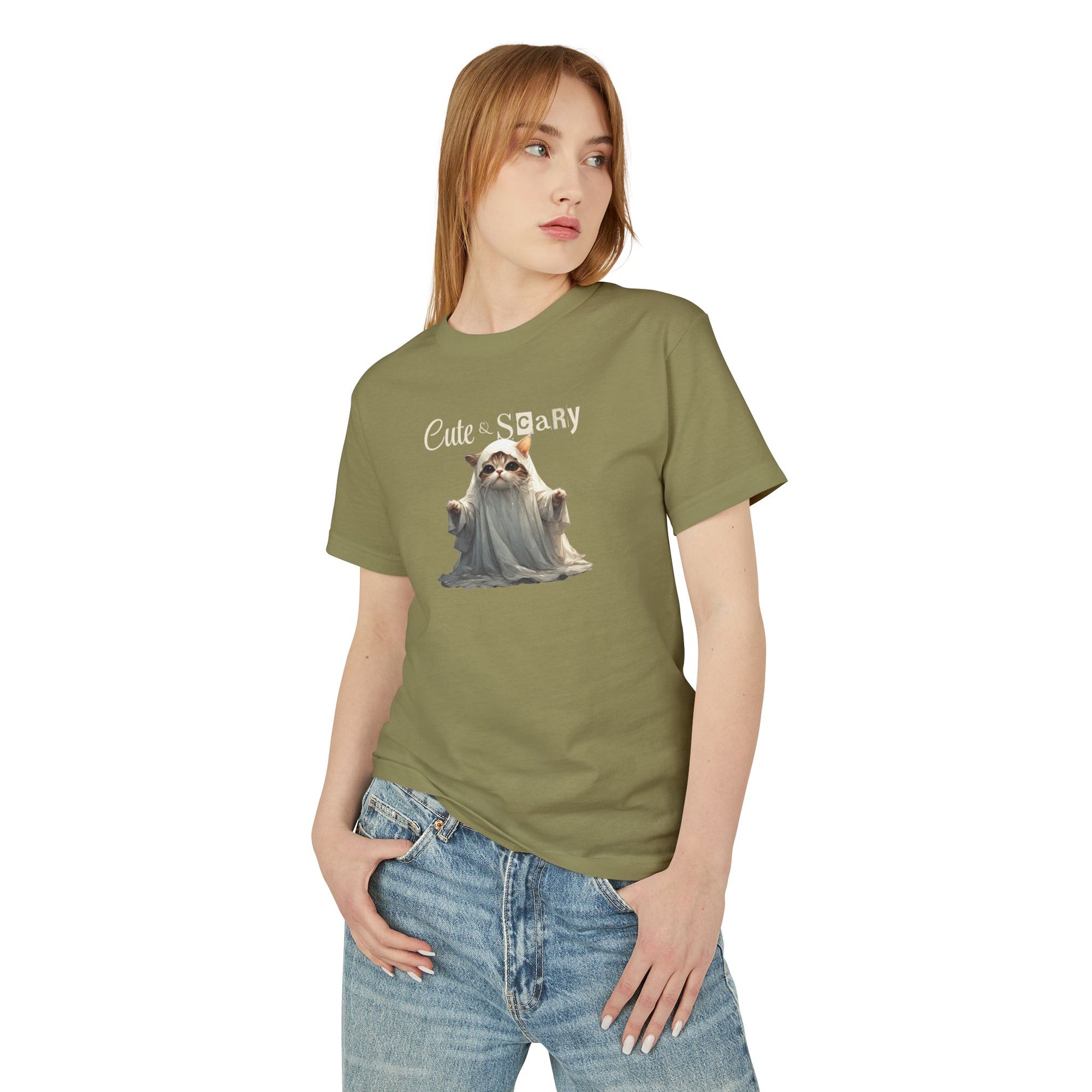 Cute & Scary Ghost Kitty Unisex Tee, Halloween Shirt