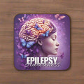 Photo depicting the ​Beautiful Brain Epilepsy Awareness Hardboard Back Coaster from EpiAl's Shop.