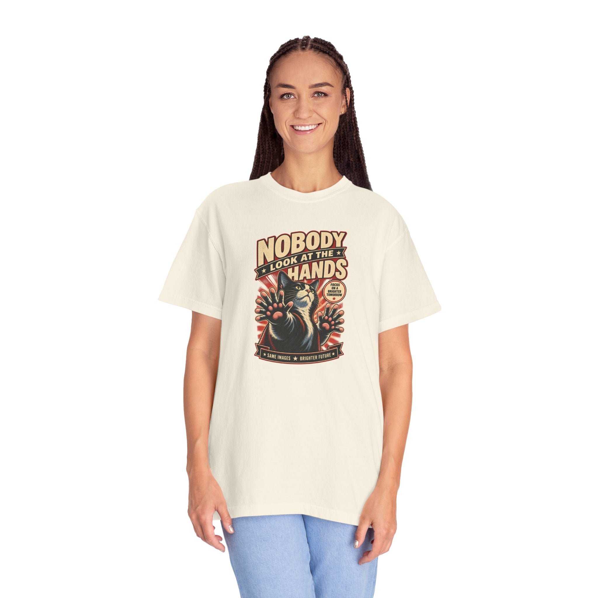 Nobody Look at the Hands AI Slop Comfort Colors T-Shirt