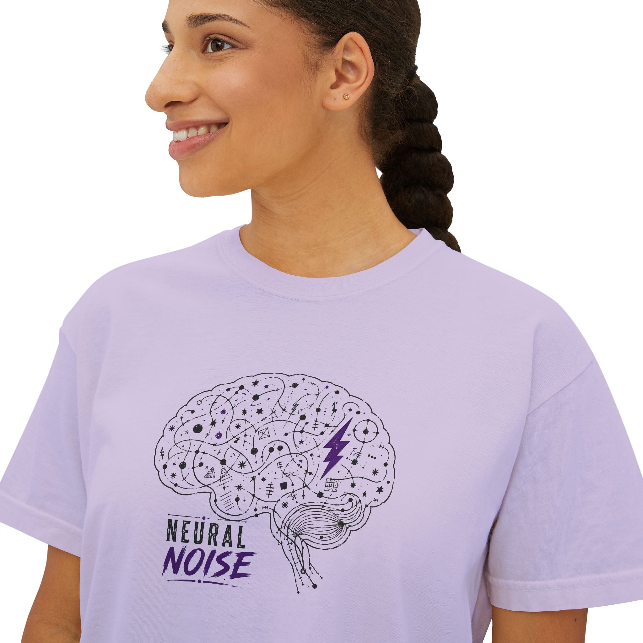 Neural Noise Boxy Crop T-Shirt | Abstract Brain Epilepsy Awareness Graphic Tee