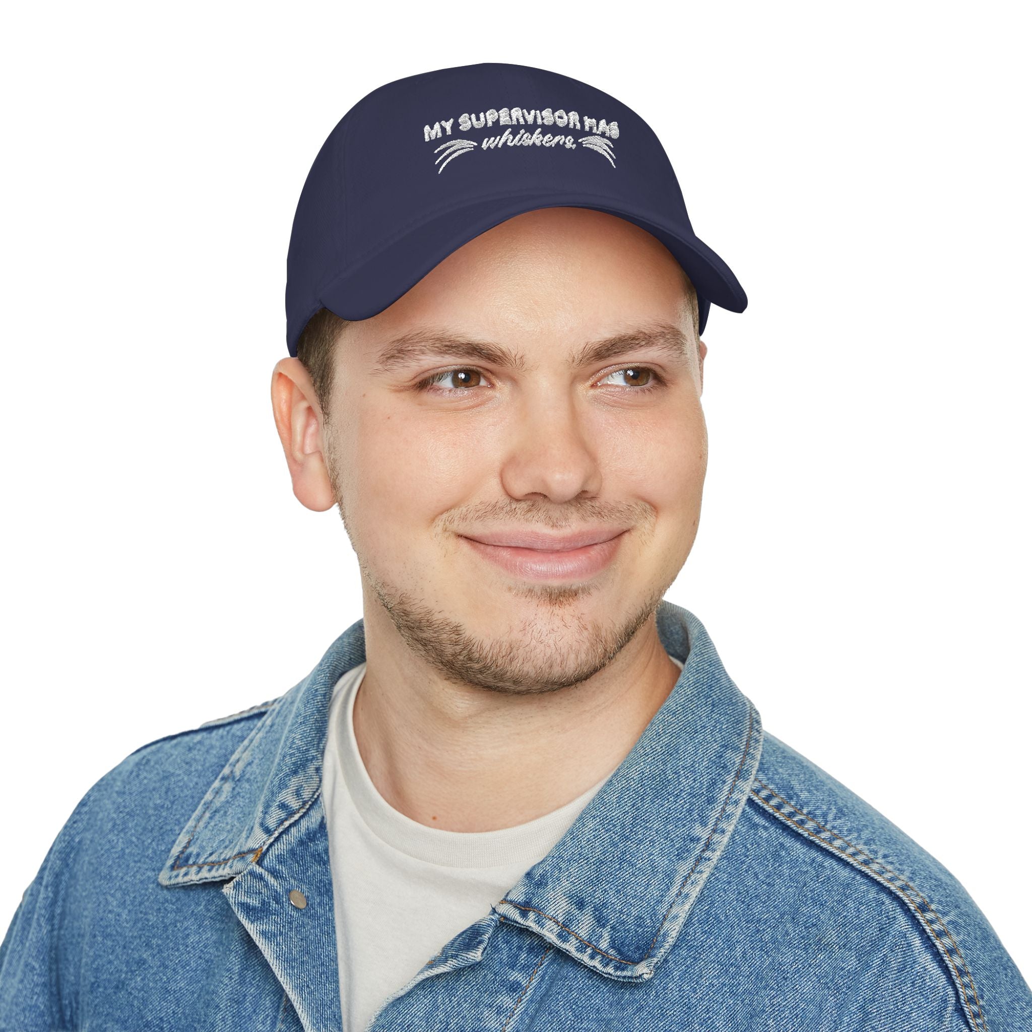 My Supervisor Has Whiskers Embroidered Cat Lover Baseball Cap