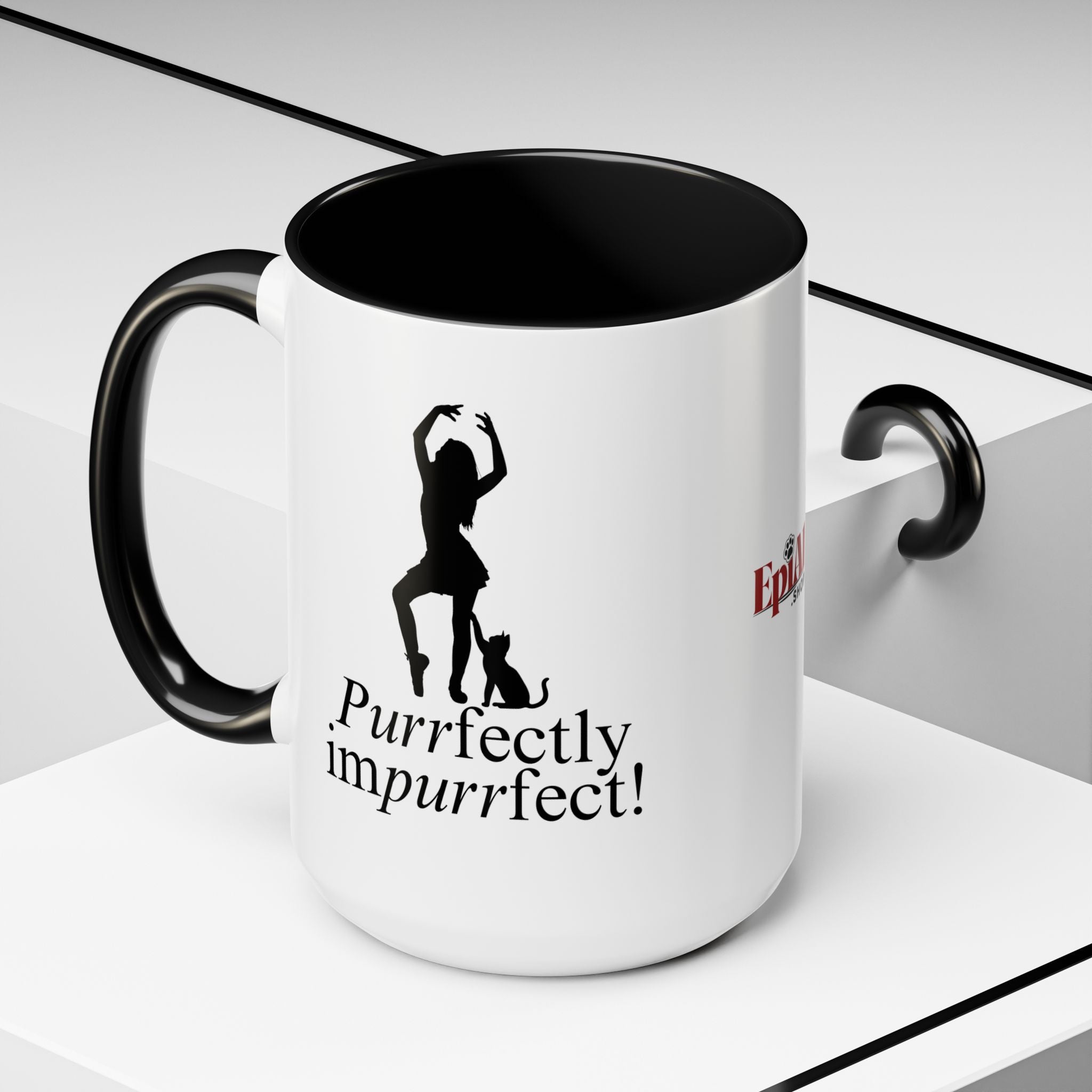 Photo depicting the ​Purrfectly Impurrfect Accent Coffee Mug (11, 15oz) from EpiAl's Shop.