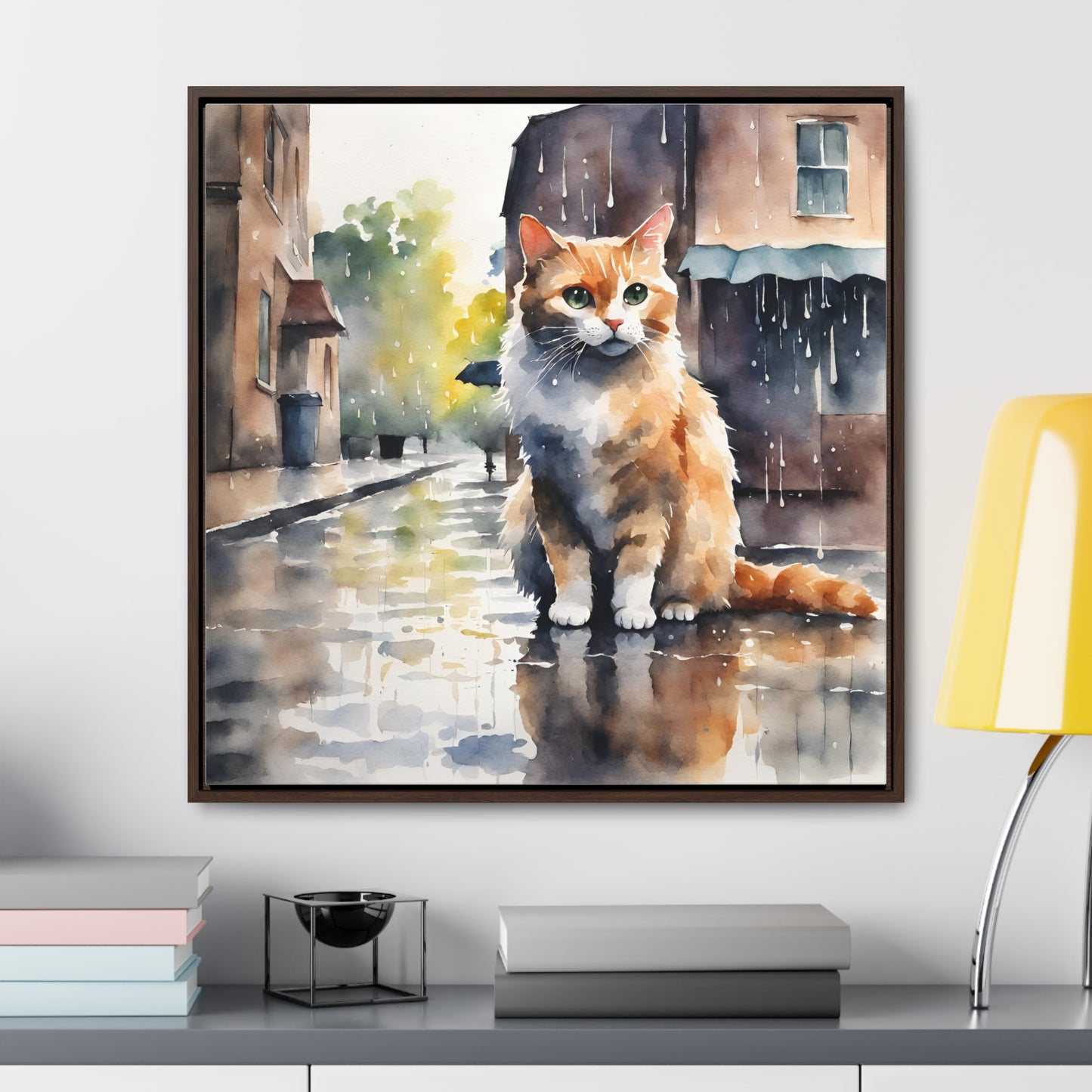 Watercolor Cat Gallery Canvas Wraps, Square Frame - Canvas - Epileptic Al’s Shop