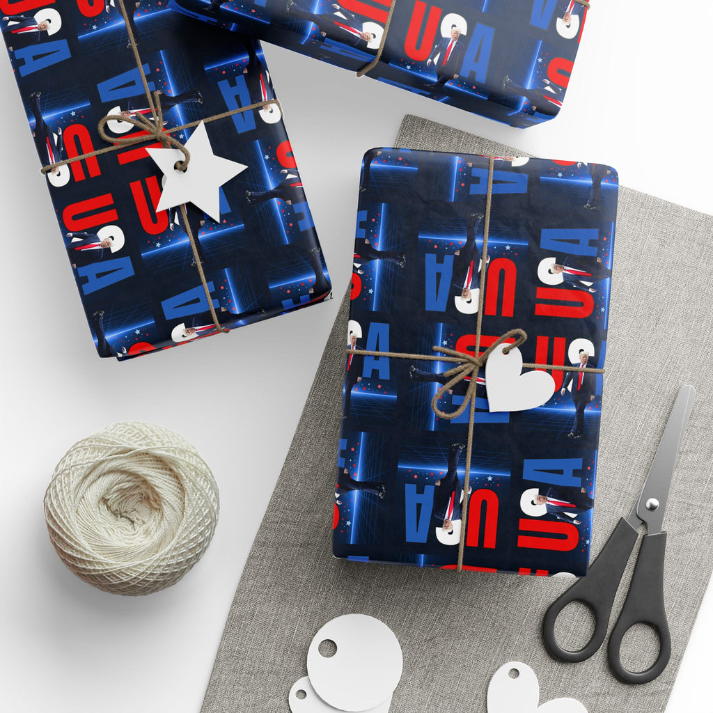 Patriotic USA Wrapping Paper for Celebrations and Holidays