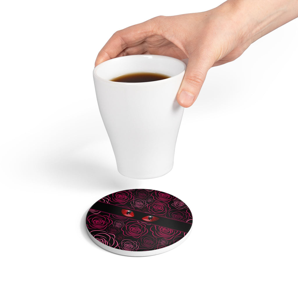 Mystery Cat Eyes Ceramic Coaster