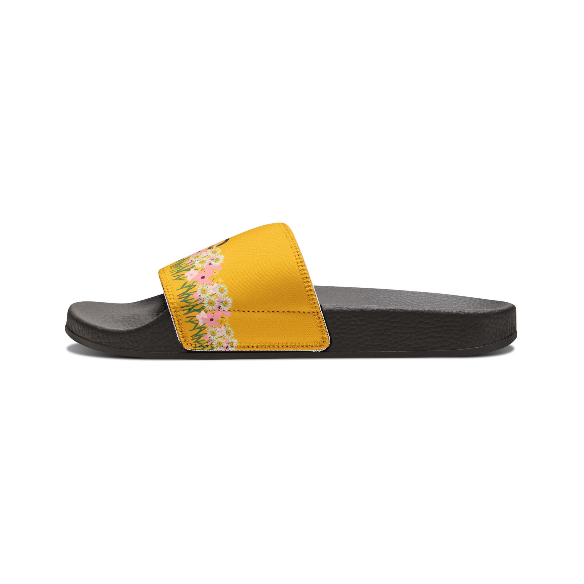 Yellow Flower Cat Slide Sandals – Garden Cat Slides with Interchangeable Straps