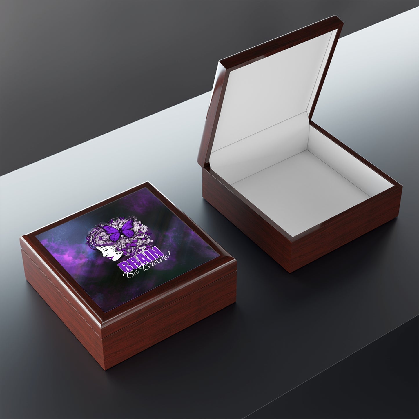 Purple Brain Be Brave Jewelry Box