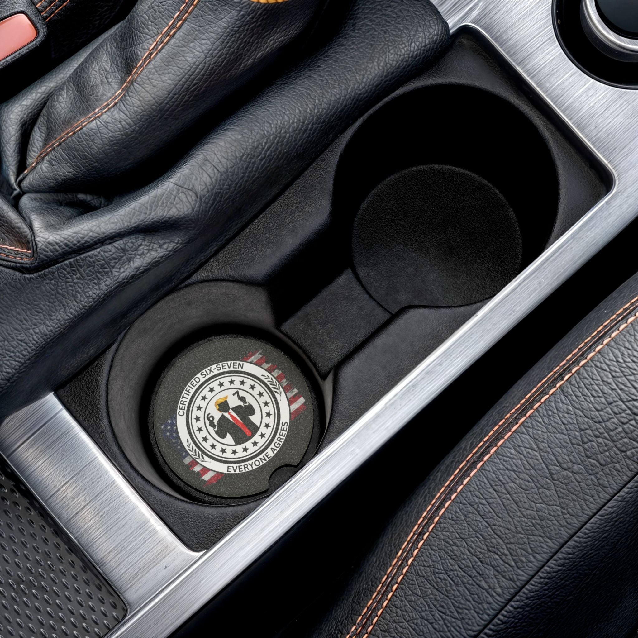 Certified Six-Seven Soapstone Car Coaster – Political Parody Cup Holder Coaster