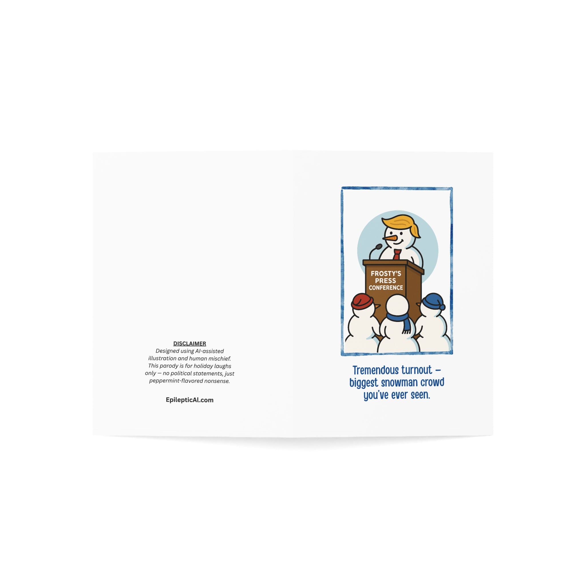 Frosty’s Press Conference Christmas Card – 1, 10, 30, 50 pc sets