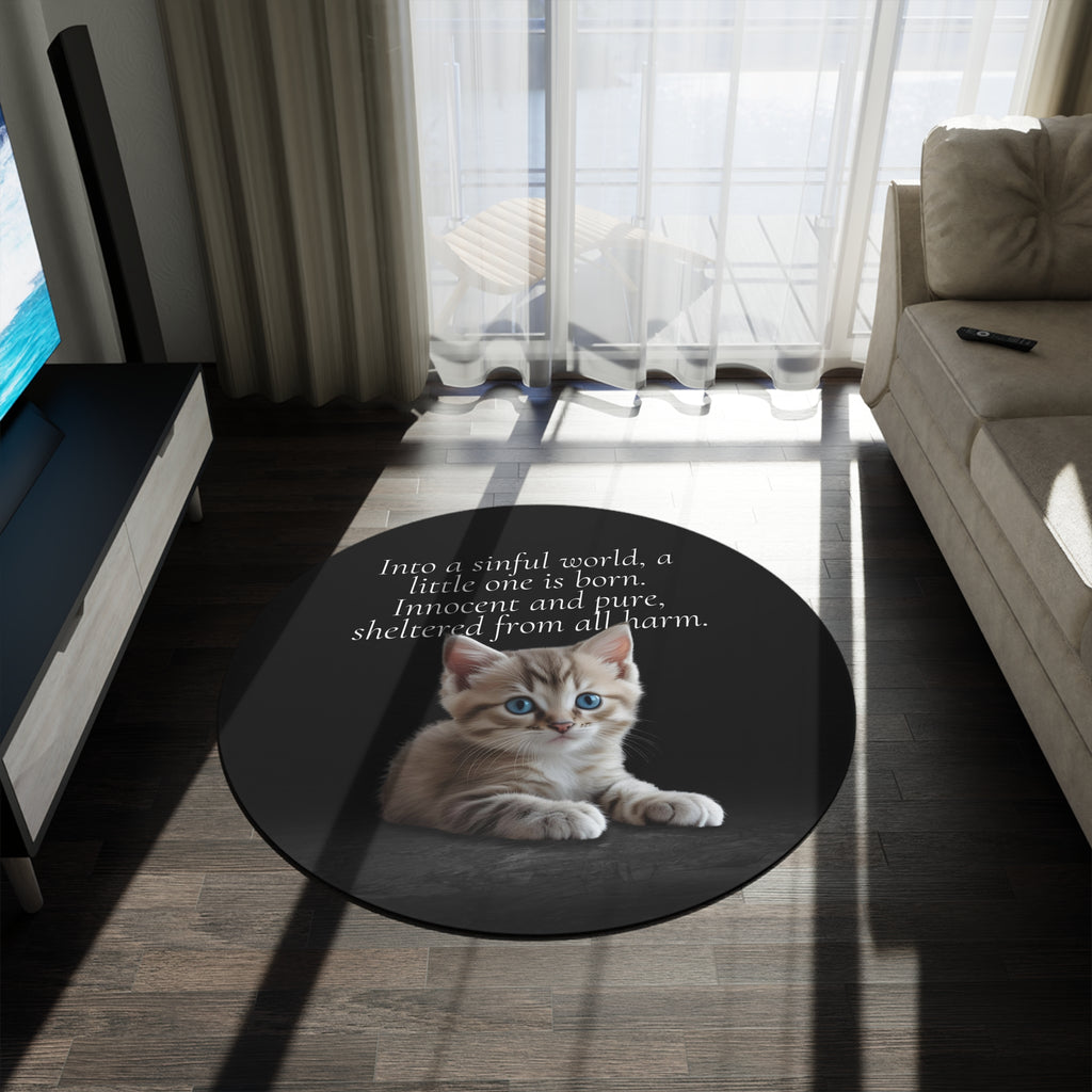 A little One is Born Round Rug for Cat Lovers