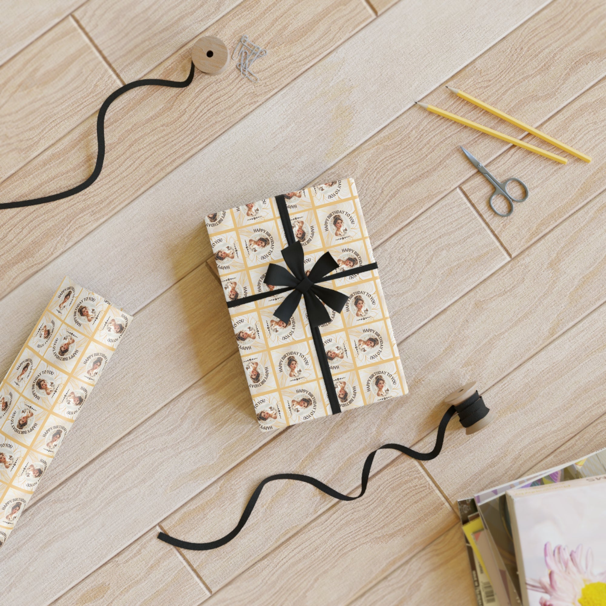 Golden Cat Lady Birthday Gift Wrapping Paper Roll