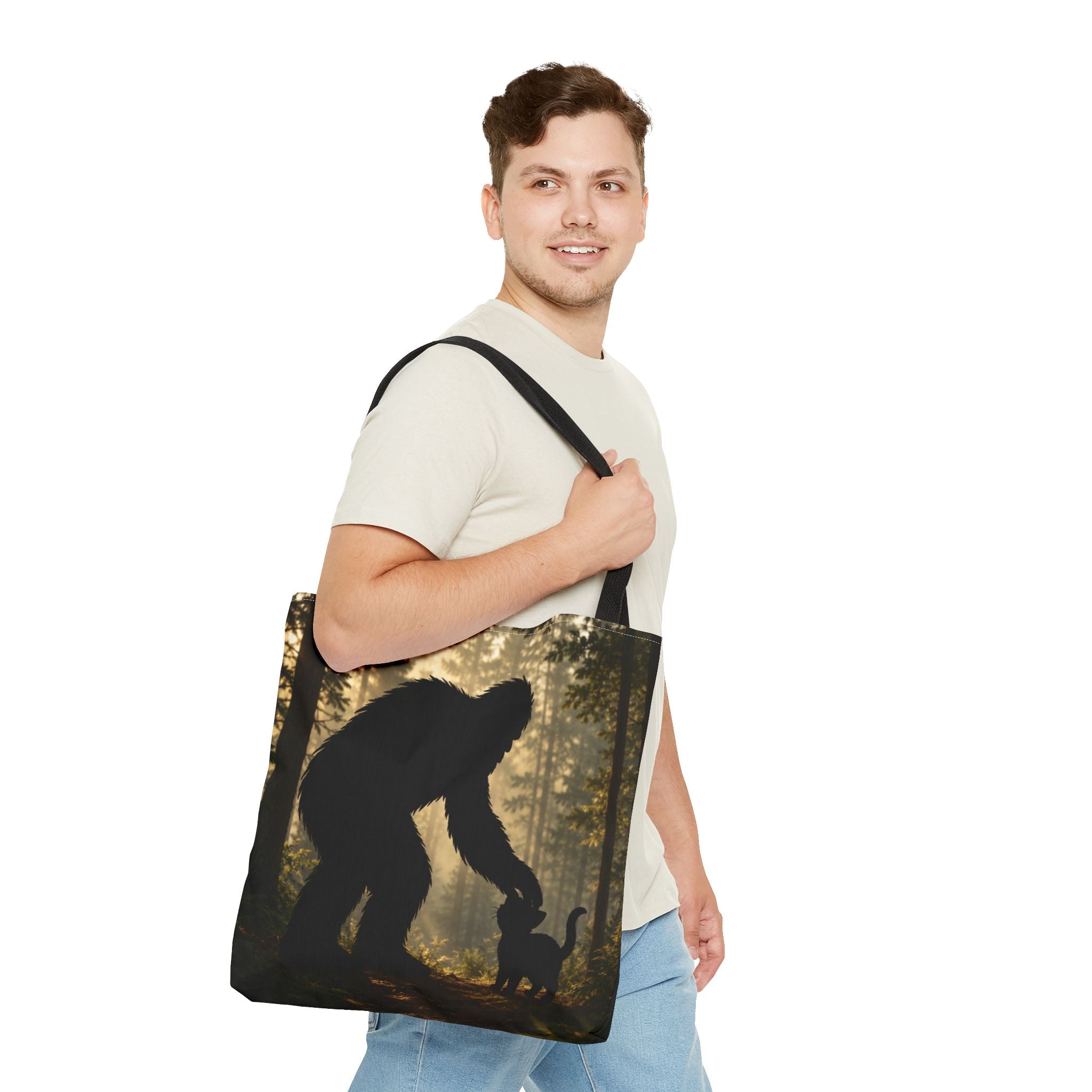 The Cat Saw It, Too Bigfoot & Cat Tote Bag