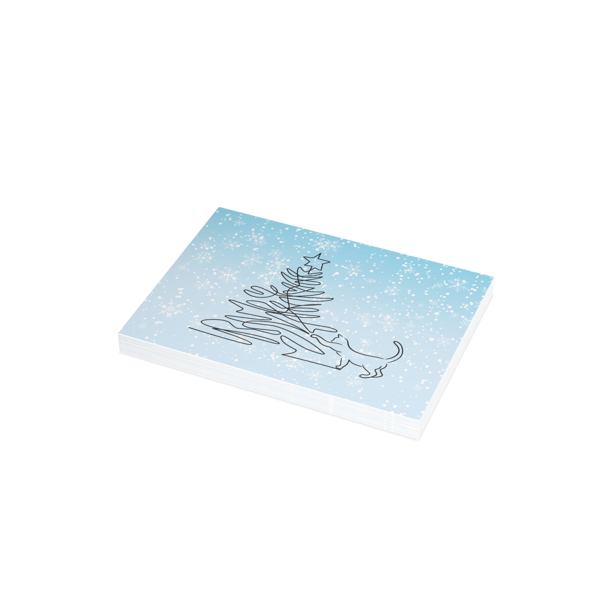 Kitty & Christmas Tree Postcard Bundles (envelopes included)