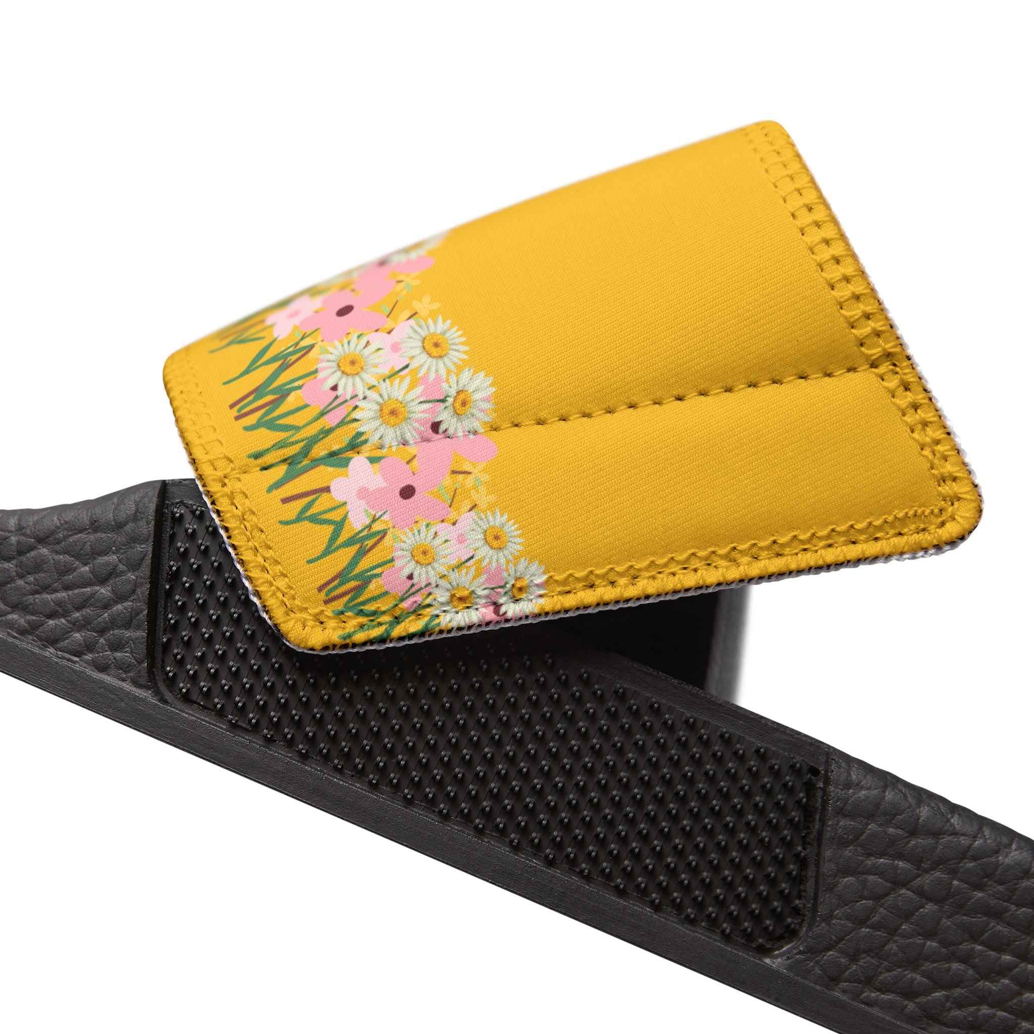 Yellow Flower Cat Slide Sandals – Garden Cat Slides with Interchangeable Straps