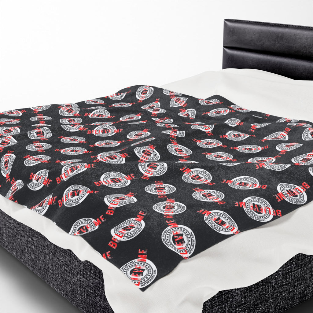 “Believe Me” Official Seal Velveteen Blanket – Political Parody Throw