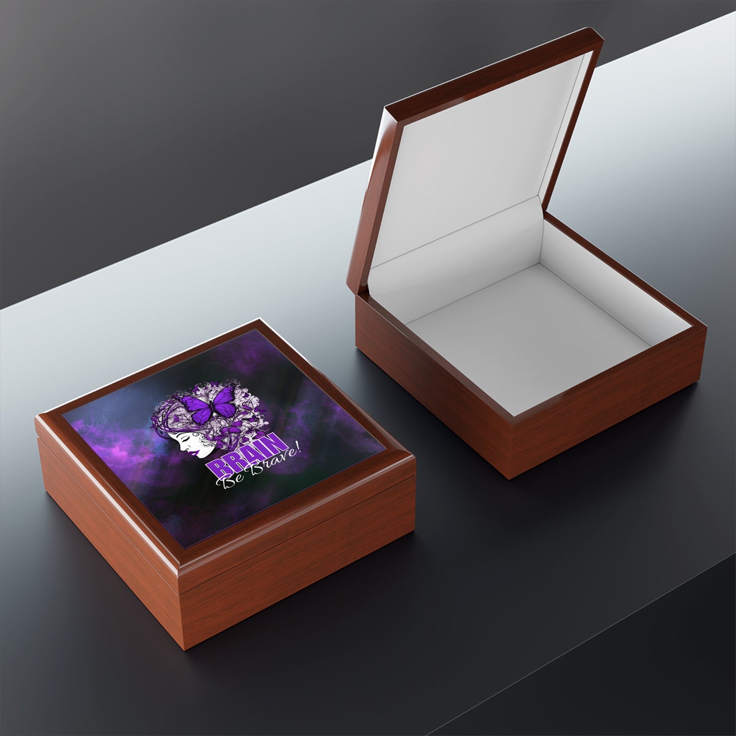 Purple Brain Be Brave Jewelry Box