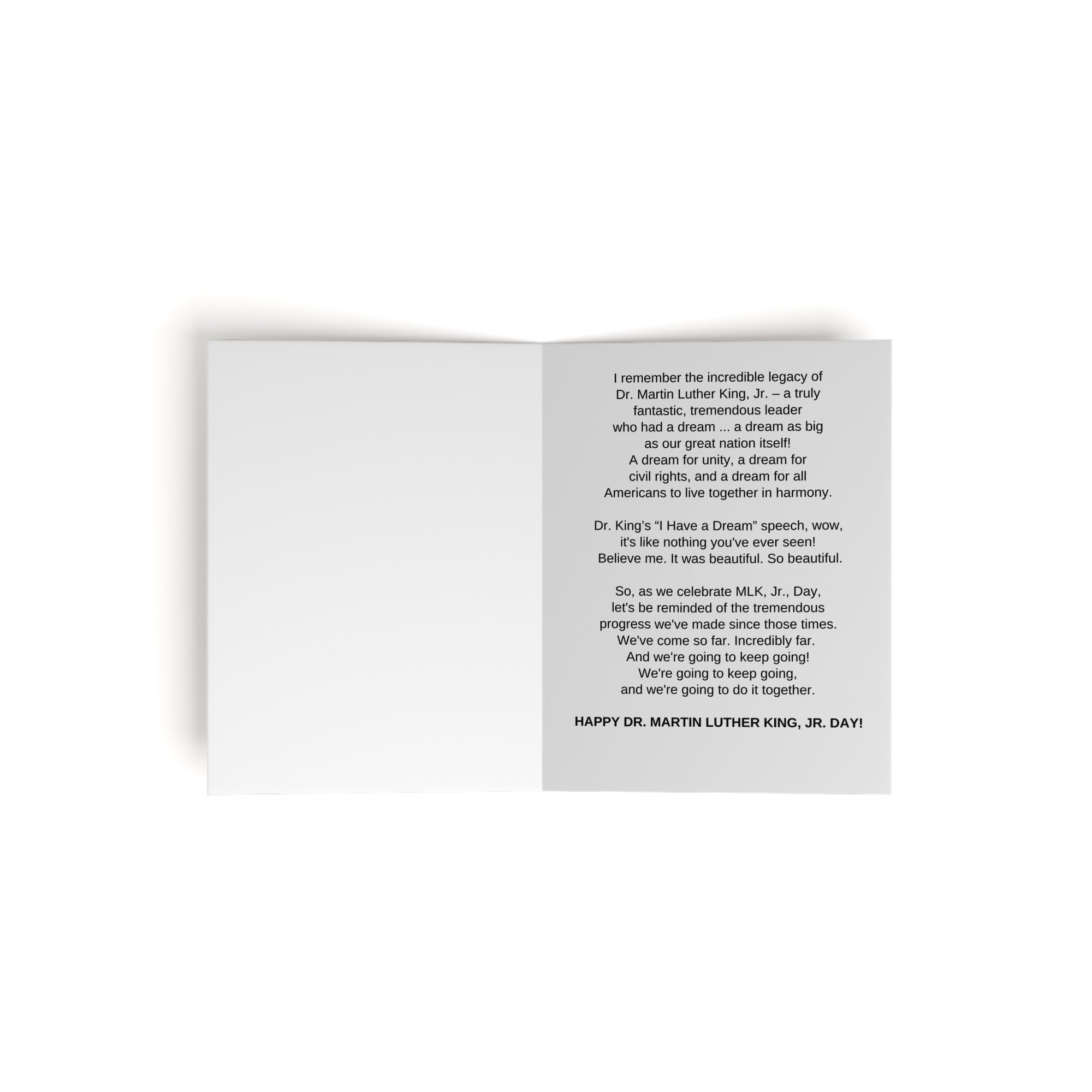 Donald Trump MLK Jr. Day Greeting Cards (8, 16, and 24 pcs)