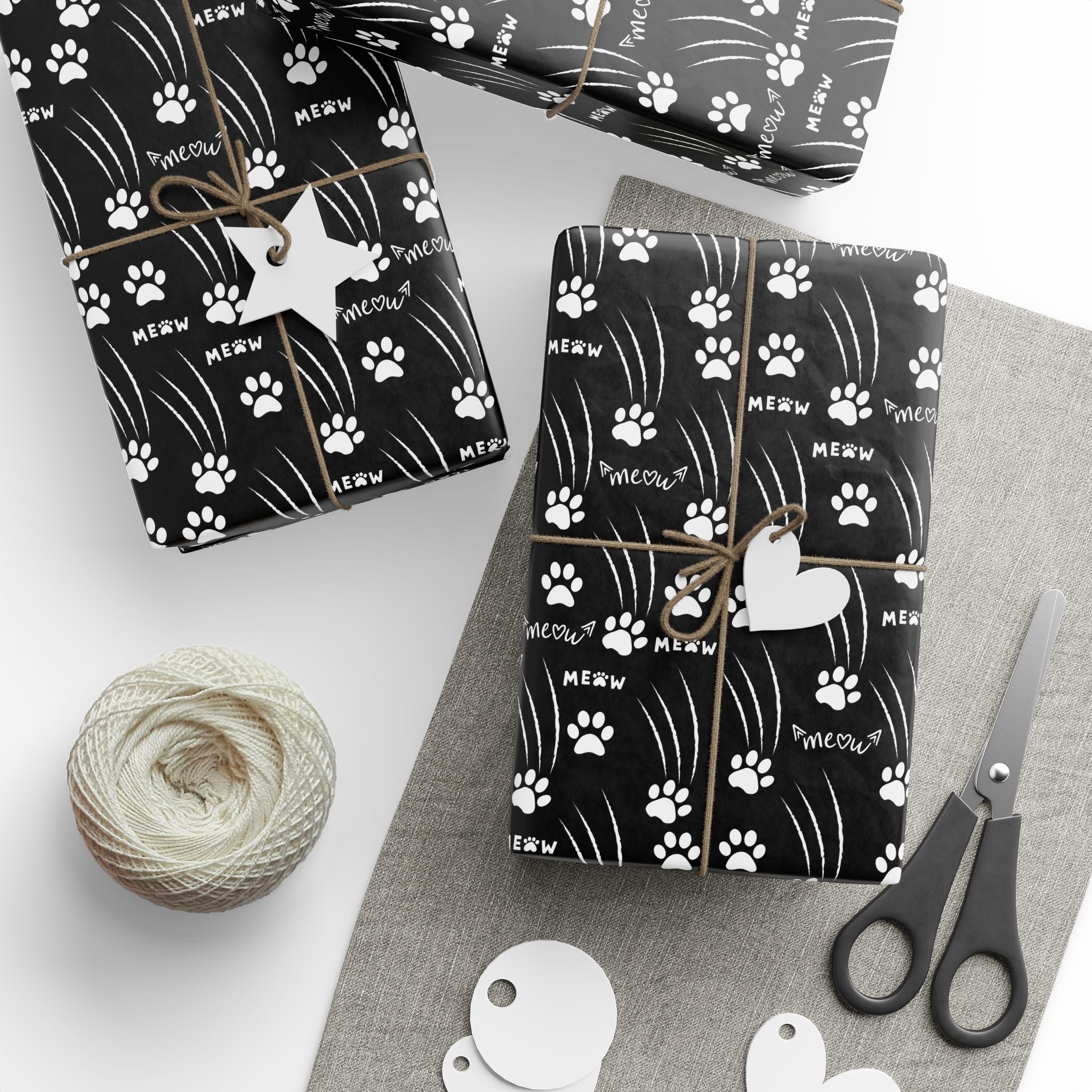 Cat Paw Scratch Gift Wrap – Black & White