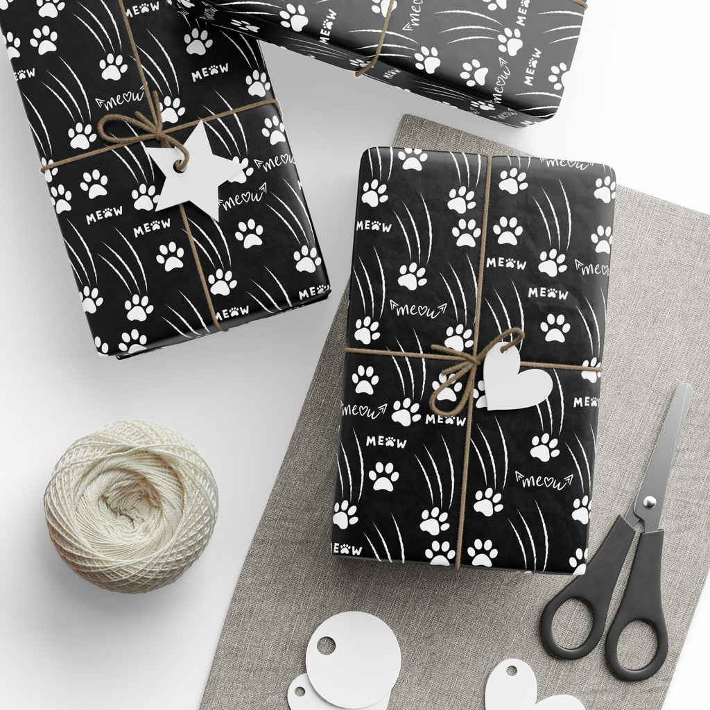 Cat Paw Scratch Gift Wrap – Black & White