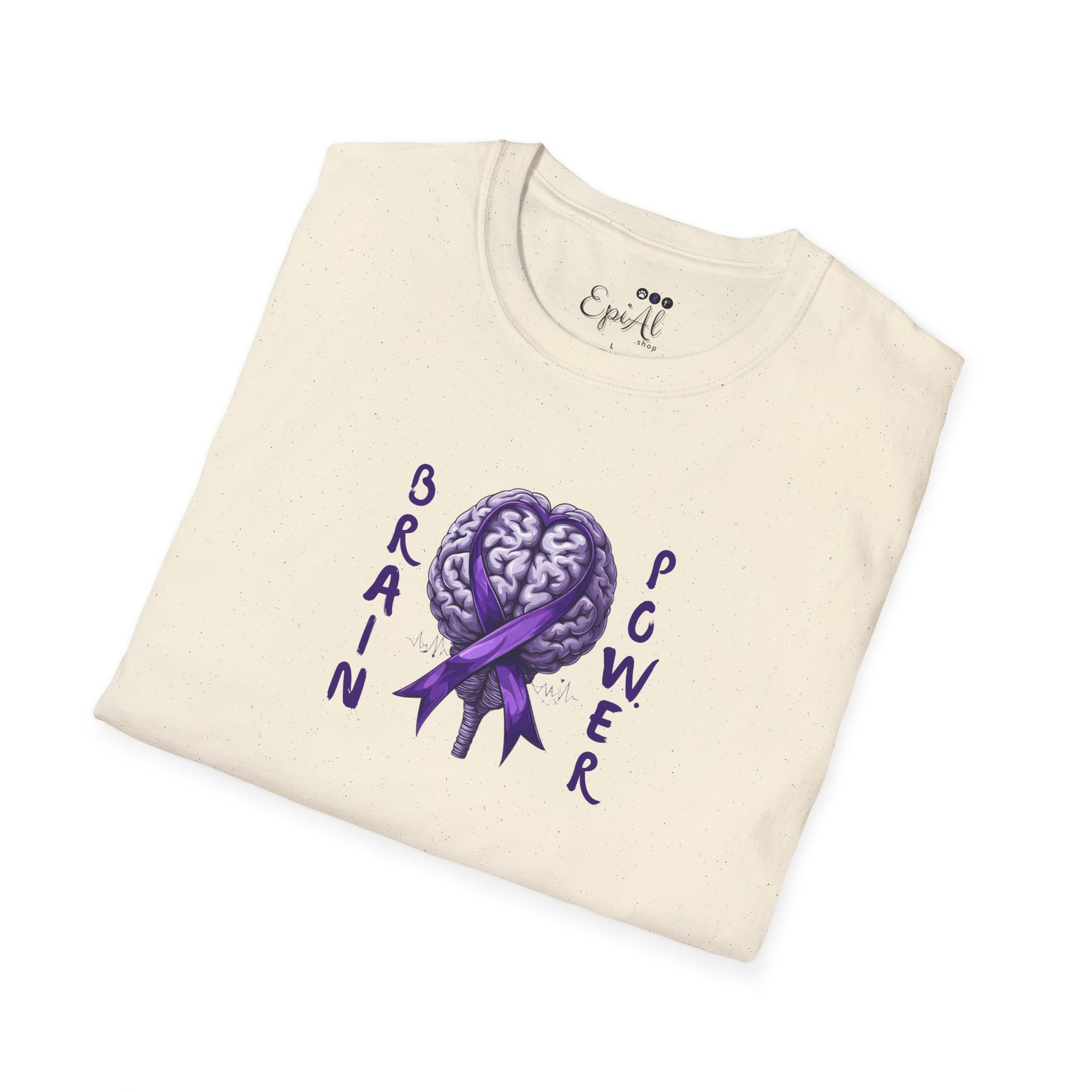 Brain Power Unisex Softstyle T-Shirt, Purple Ribbon Tee