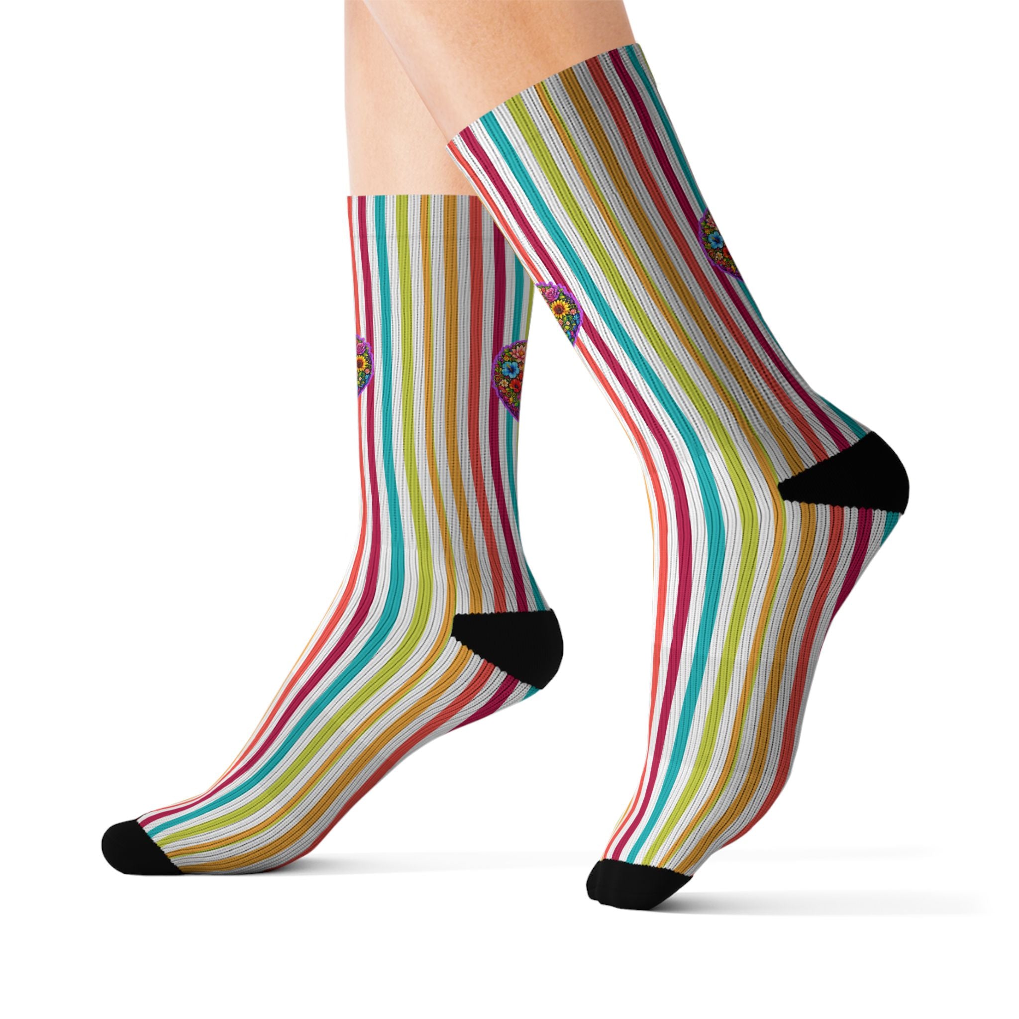 Floral Brain Epilepsy Awareness Crew Socks – Colorful Neurostrong Socks