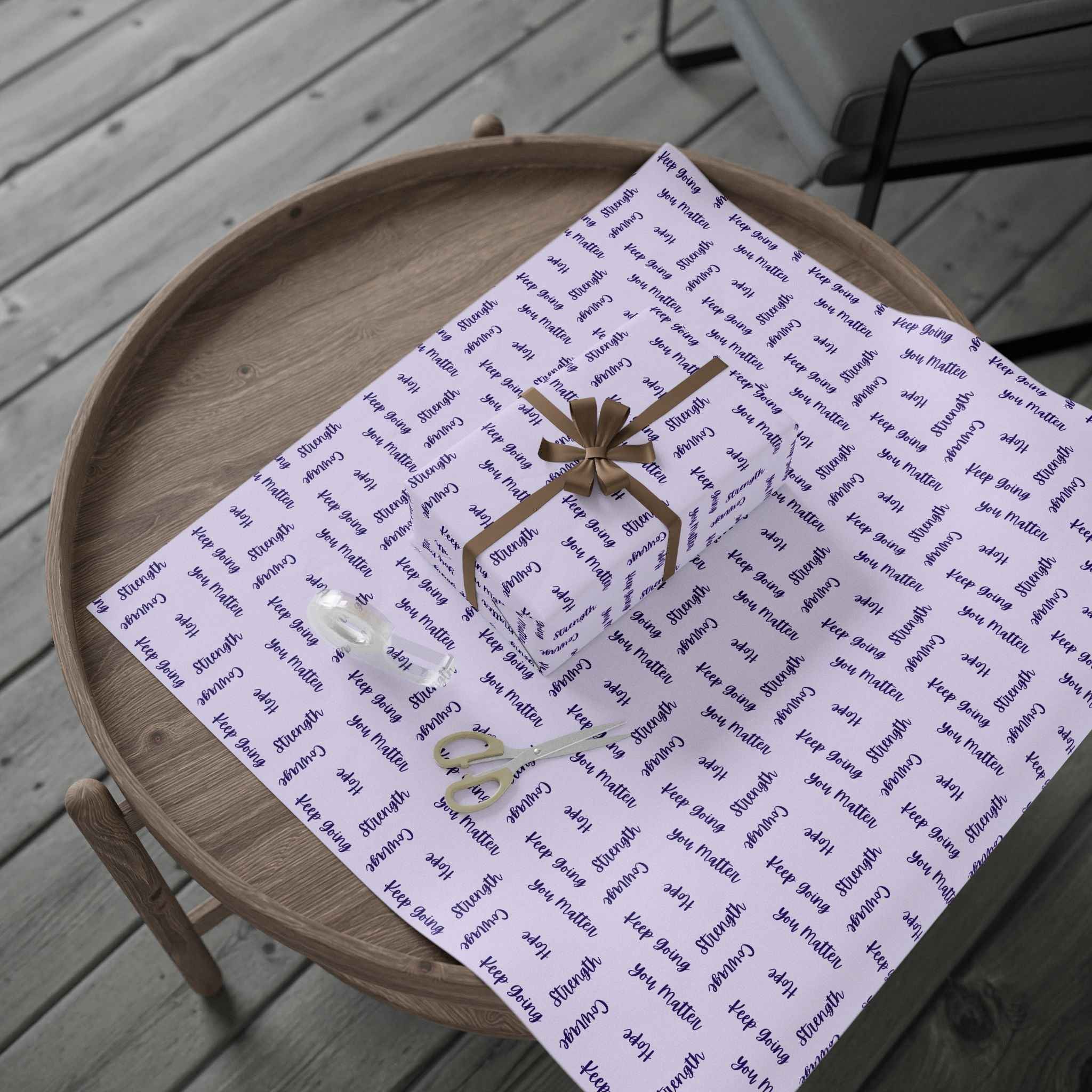 Inspirational Word Wrap – Light Purple Encouragement Gift Wrap