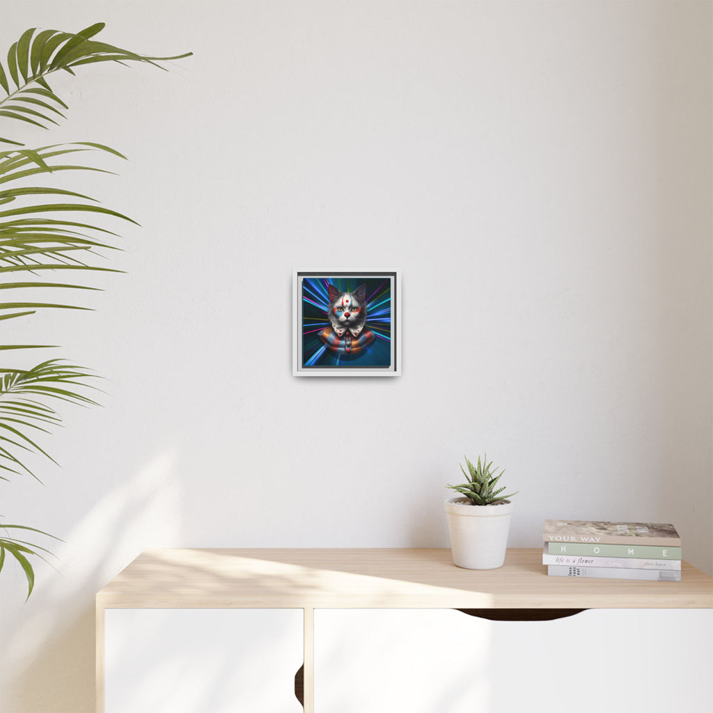 Colorful Cat Clown Framed Canvas Art – Quirky Home Decor for Pet Lovers
