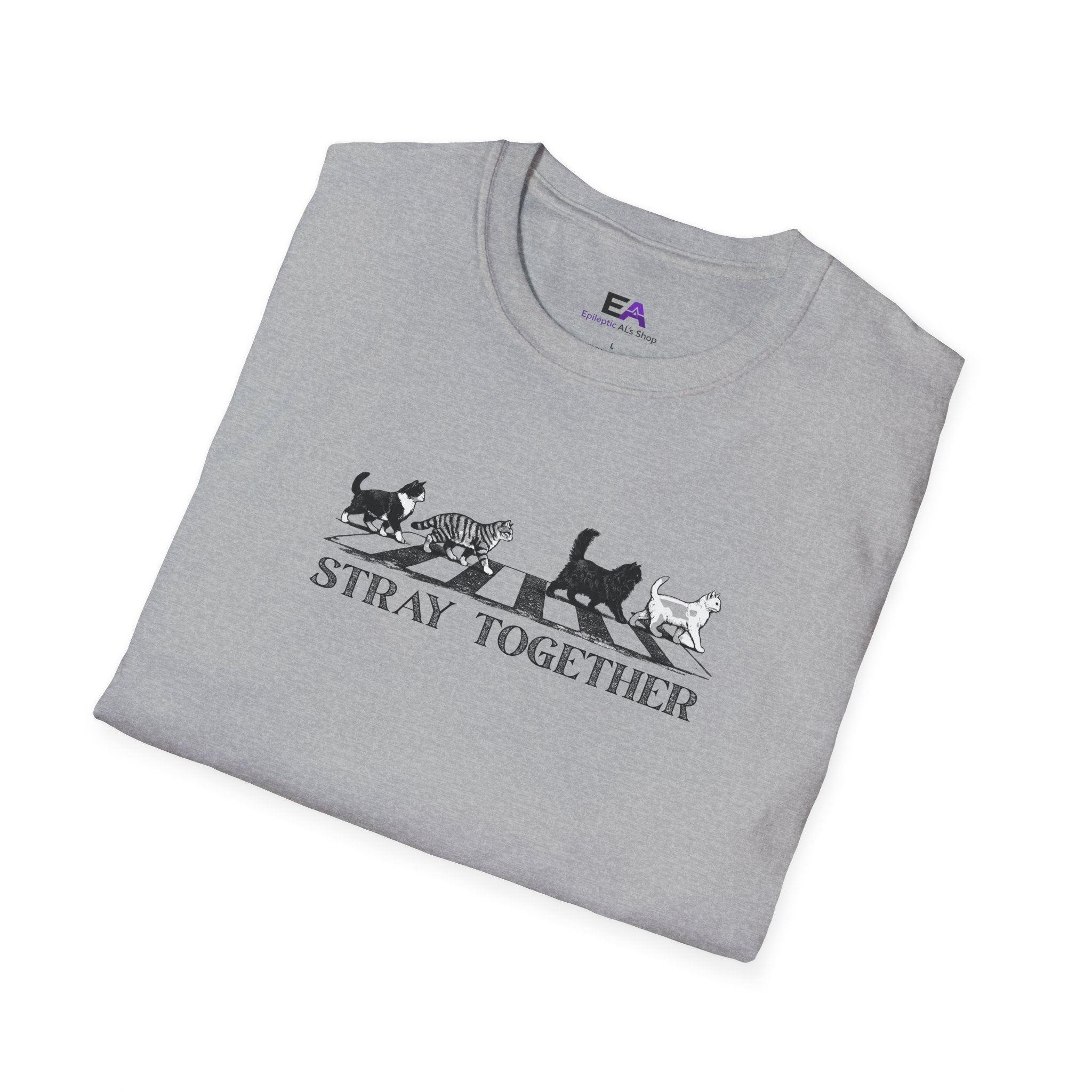 Stray Together Cat Crosswalk T-Shirt | Minimalist Cat Lover Graphic Tee