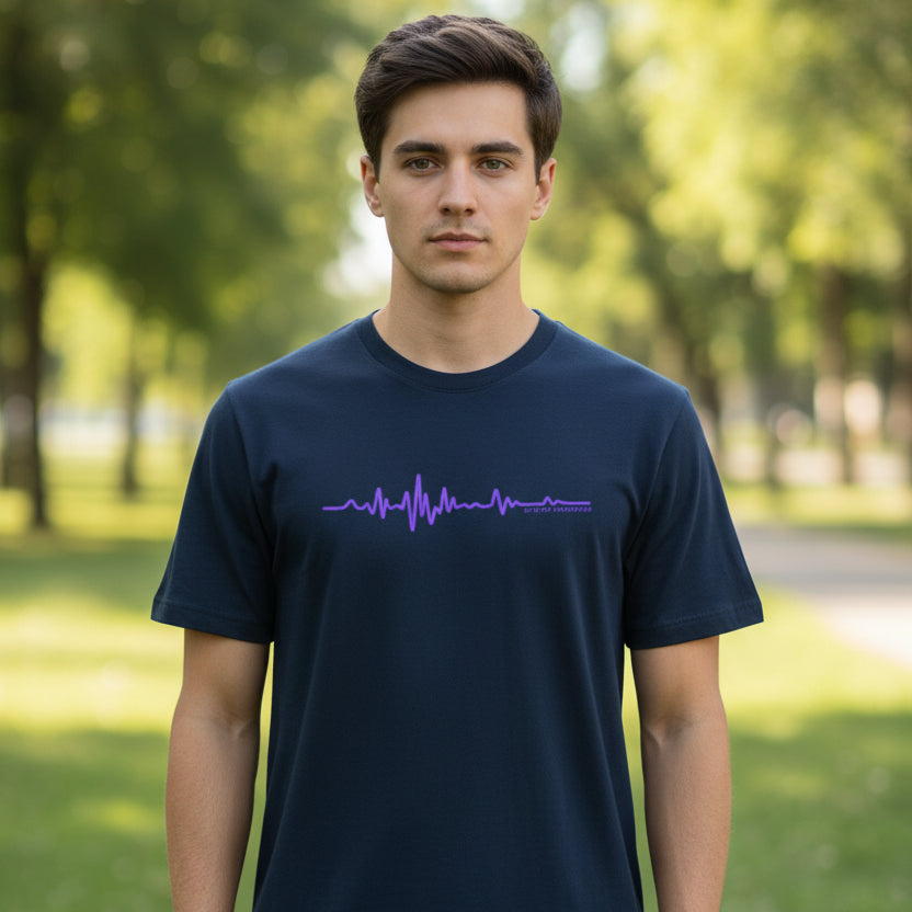 Minimalist Epilepsy Awareness EEG Wave Unisex T-Shirt – Purple Line Design
